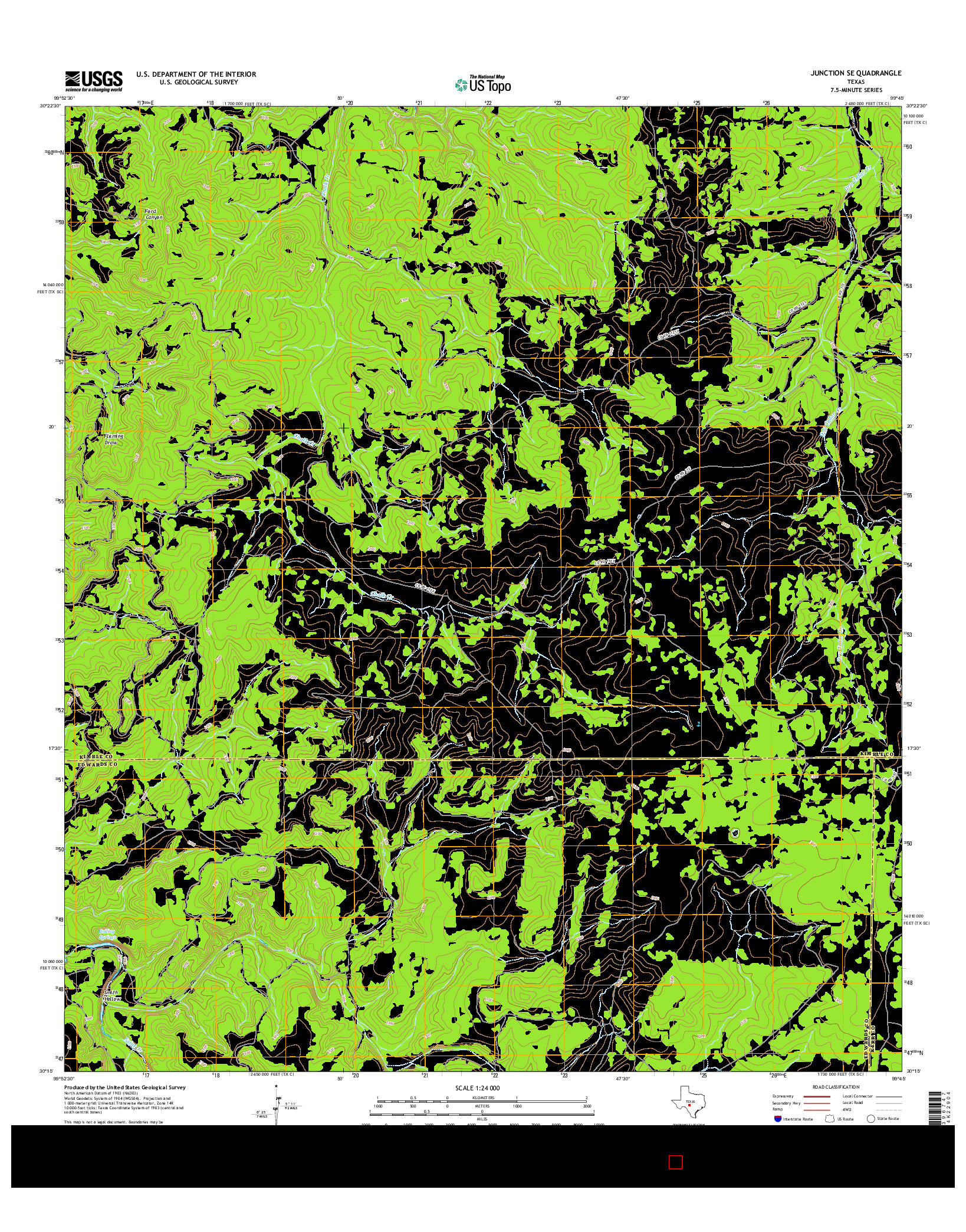 USGS US TOPO 7.5-MINUTE MAP FOR JUNCTION SE, TX 2016