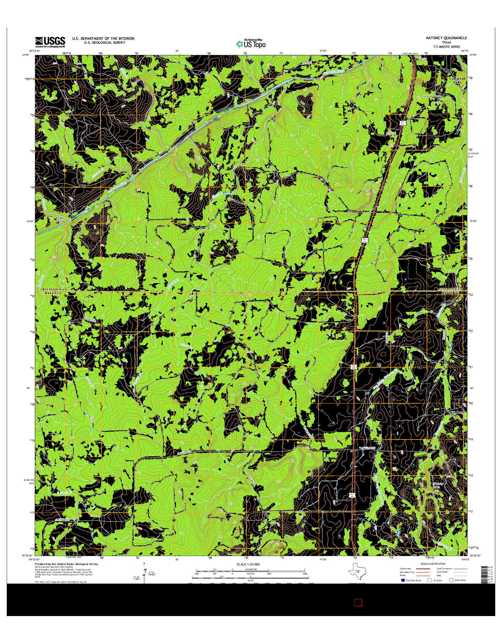 USGS US TOPO 7.5-MINUTE MAP FOR KATEMCY, TX 2016