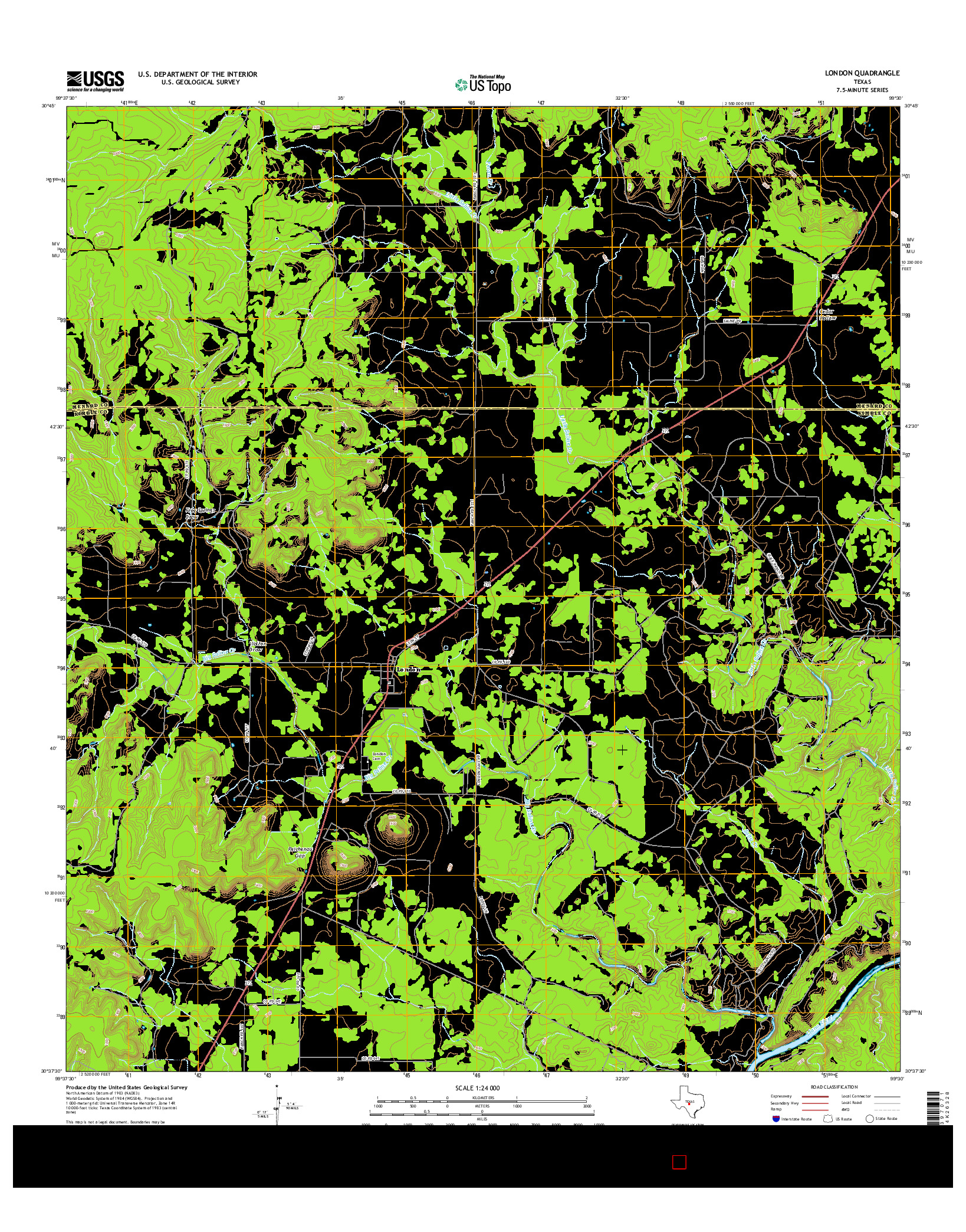 USGS US TOPO 7.5-MINUTE MAP FOR LONDON, TX 2016