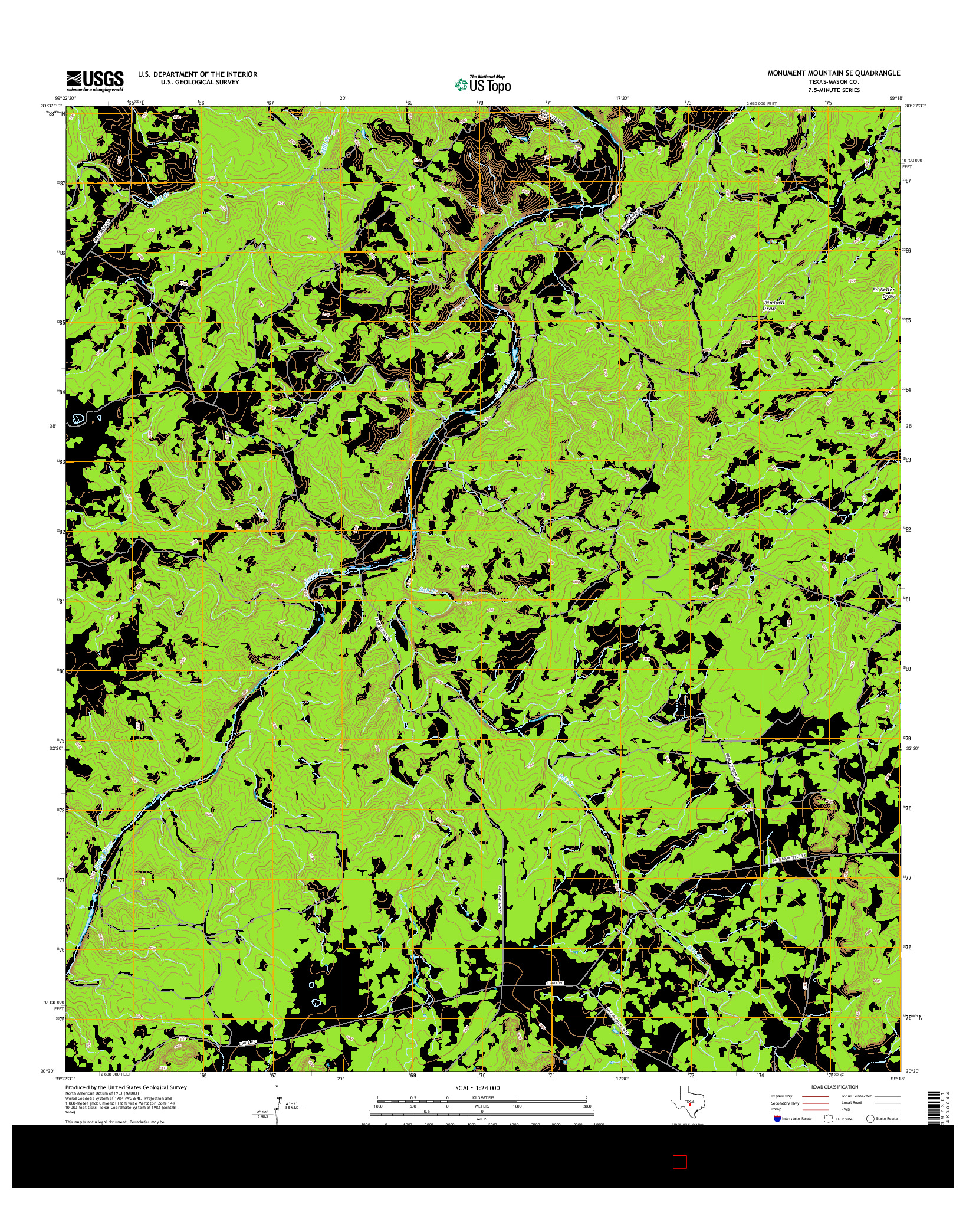 USGS US TOPO 7.5-MINUTE MAP FOR MONUMENT MOUNTAIN SE, TX 2016