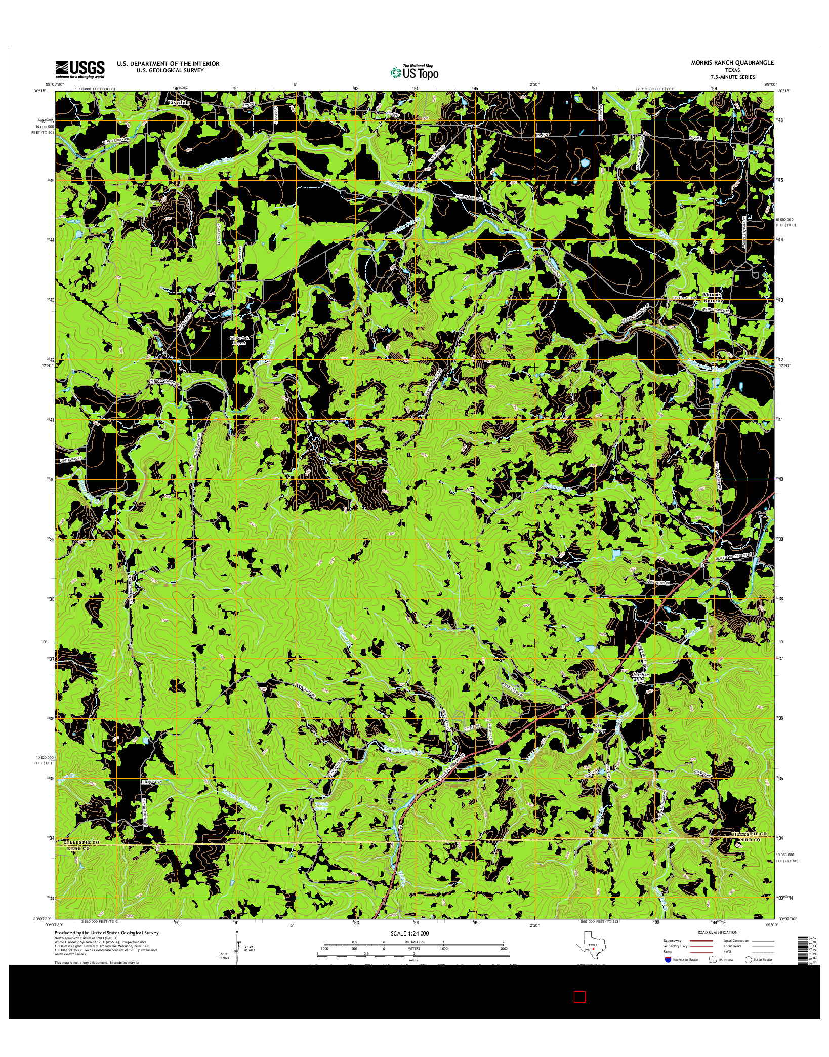 USGS US TOPO 7.5-MINUTE MAP FOR MORRIS RANCH, TX 2016