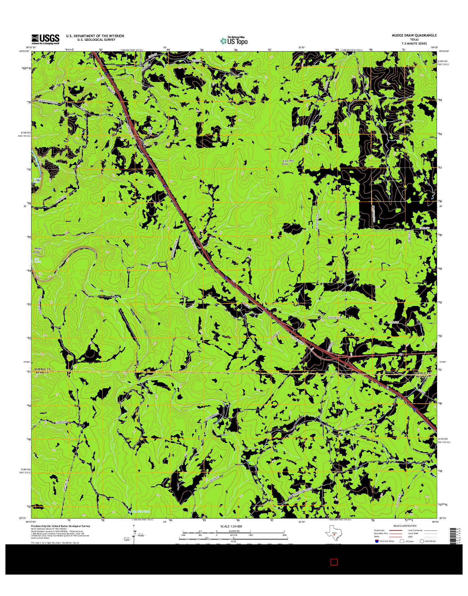 USGS US TOPO 7.5-MINUTE MAP FOR MUDGE DRAW, TX 2016