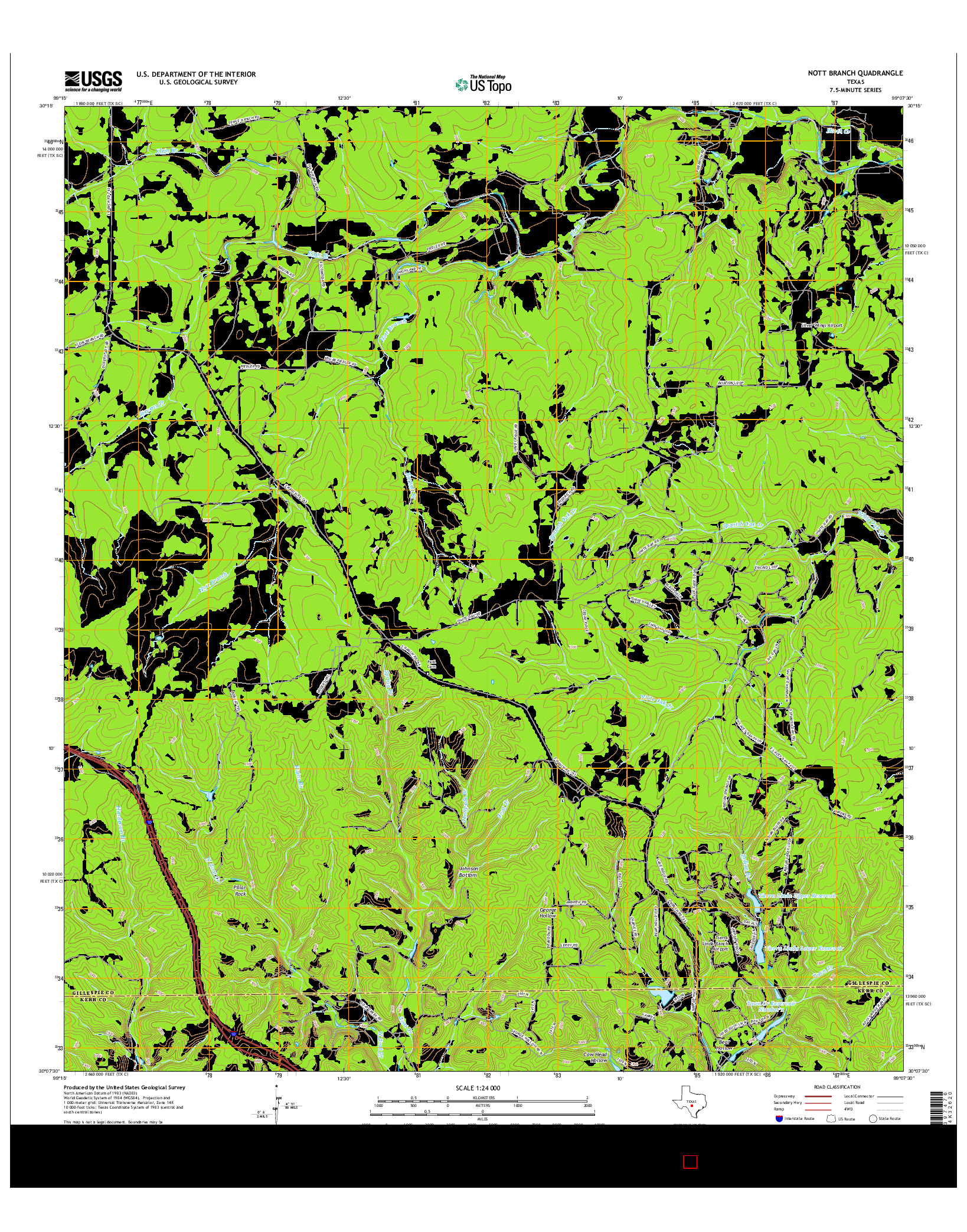 USGS US TOPO 7.5-MINUTE MAP FOR NOTT BRANCH, TX 2016