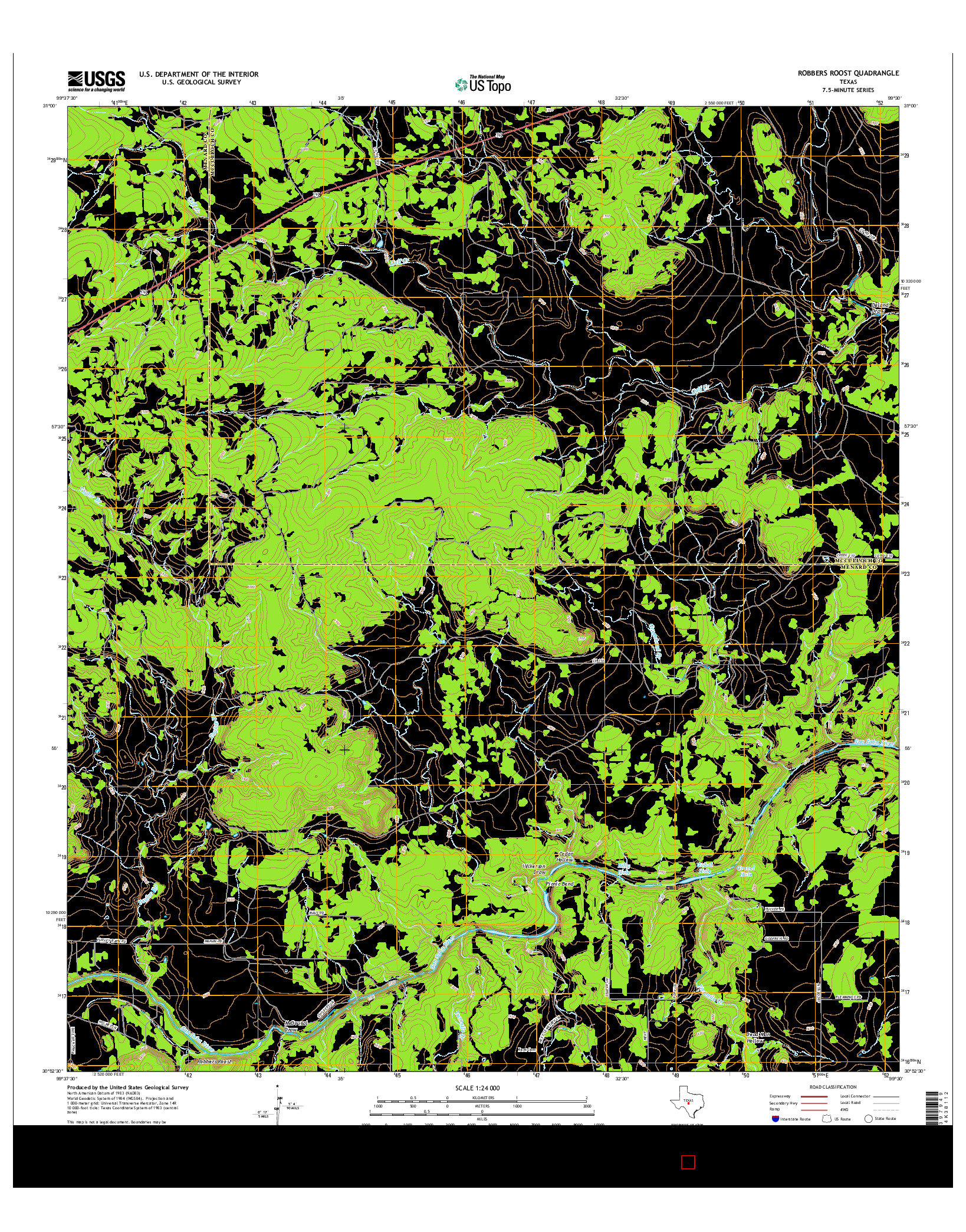 USGS US TOPO 7.5-MINUTE MAP FOR ROBBERS ROOST, TX 2016