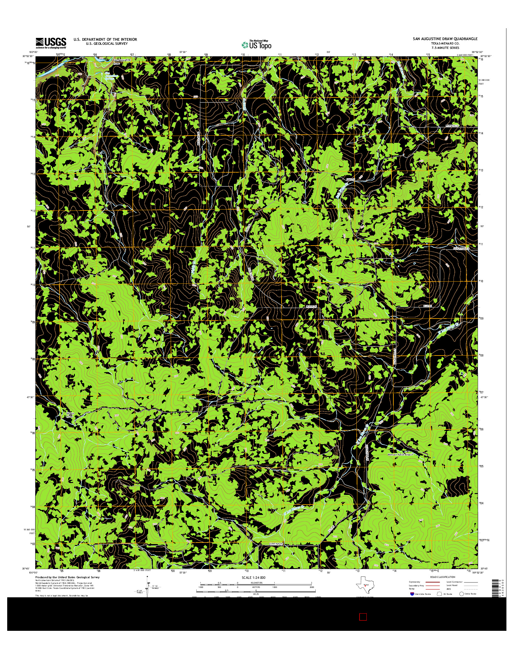 USGS US TOPO 7.5-MINUTE MAP FOR SAN AUGUSTINE DRAW, TX 2016