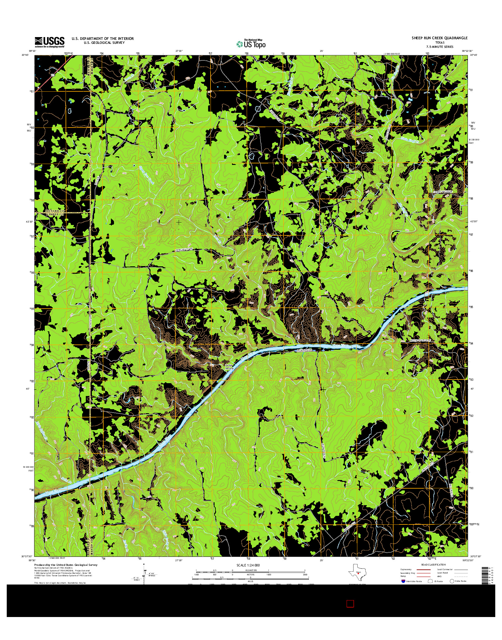 USGS US TOPO 7.5-MINUTE MAP FOR SHEEP RUN CREEK, TX 2016