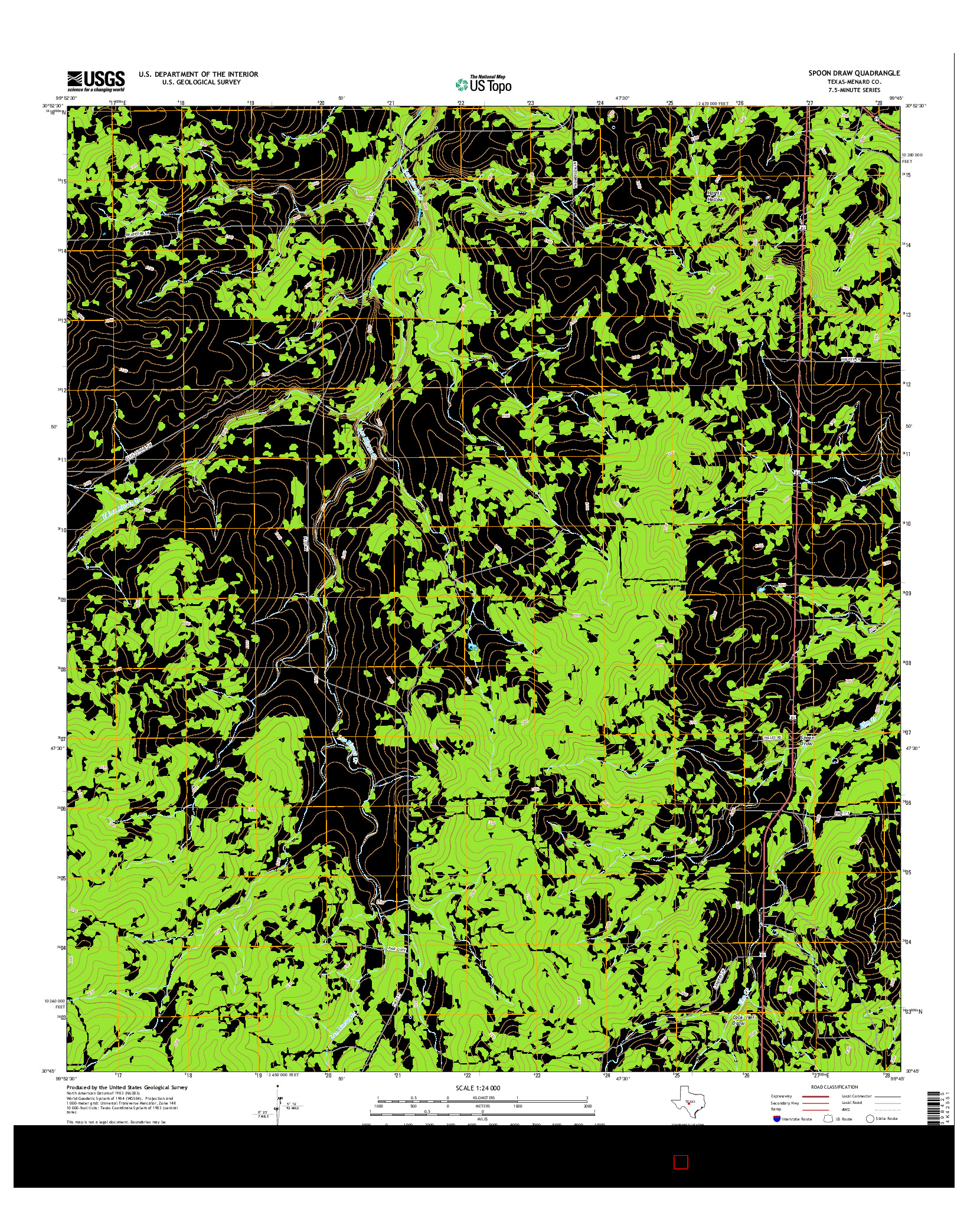 USGS US TOPO 7.5-MINUTE MAP FOR SPOON DRAW, TX 2016