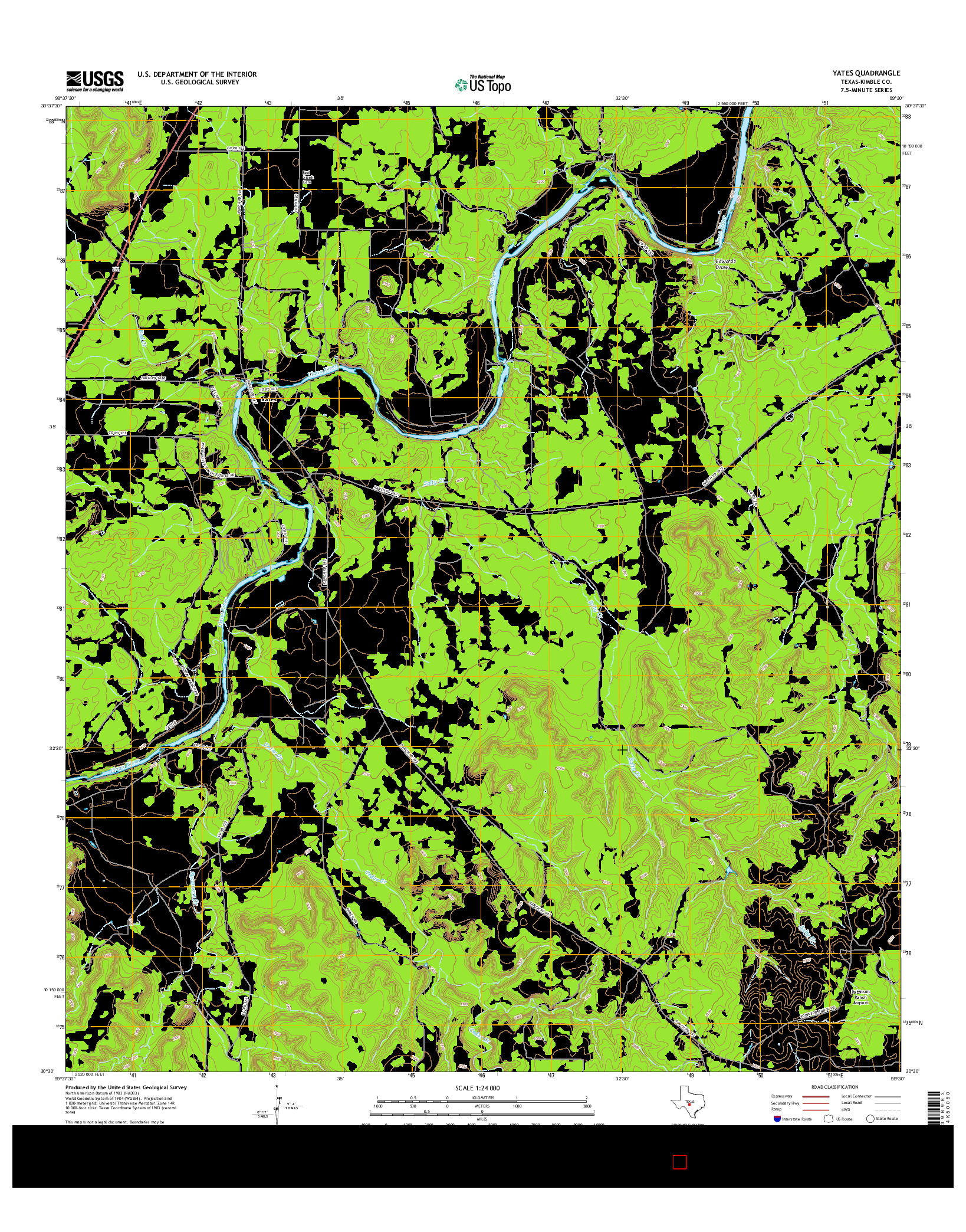 USGS US TOPO 7.5-MINUTE MAP FOR YATES, TX 2016