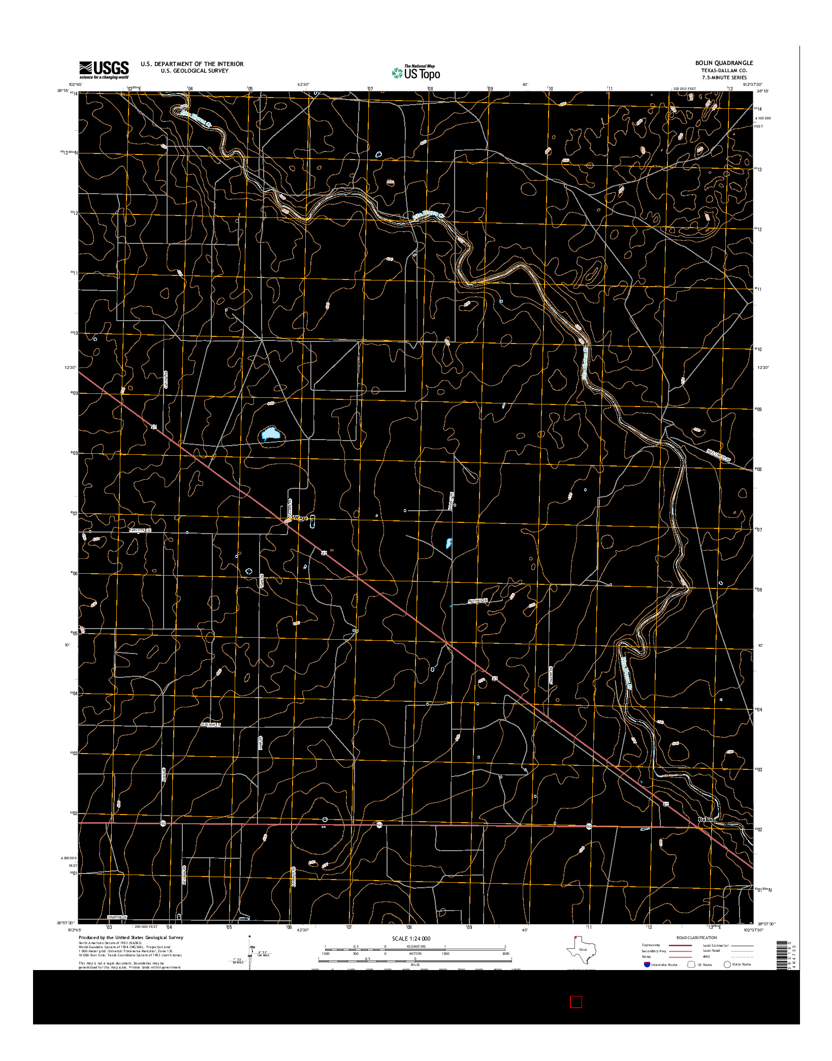 USGS US TOPO 7.5-MINUTE MAP FOR BOLIN, TX 2016