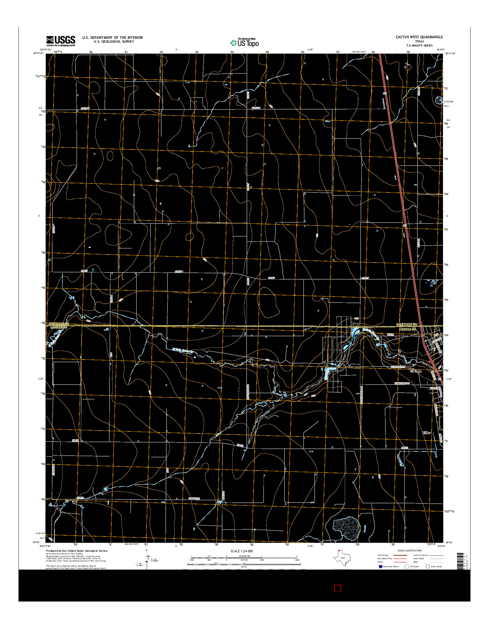 USGS US TOPO 7.5-MINUTE MAP FOR CACTUS WEST, TX 2016