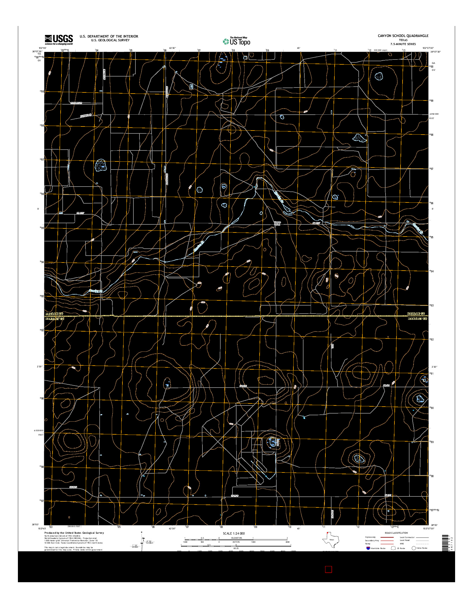 USGS US TOPO 7.5-MINUTE MAP FOR CANYON SCHOOL, TX 2016