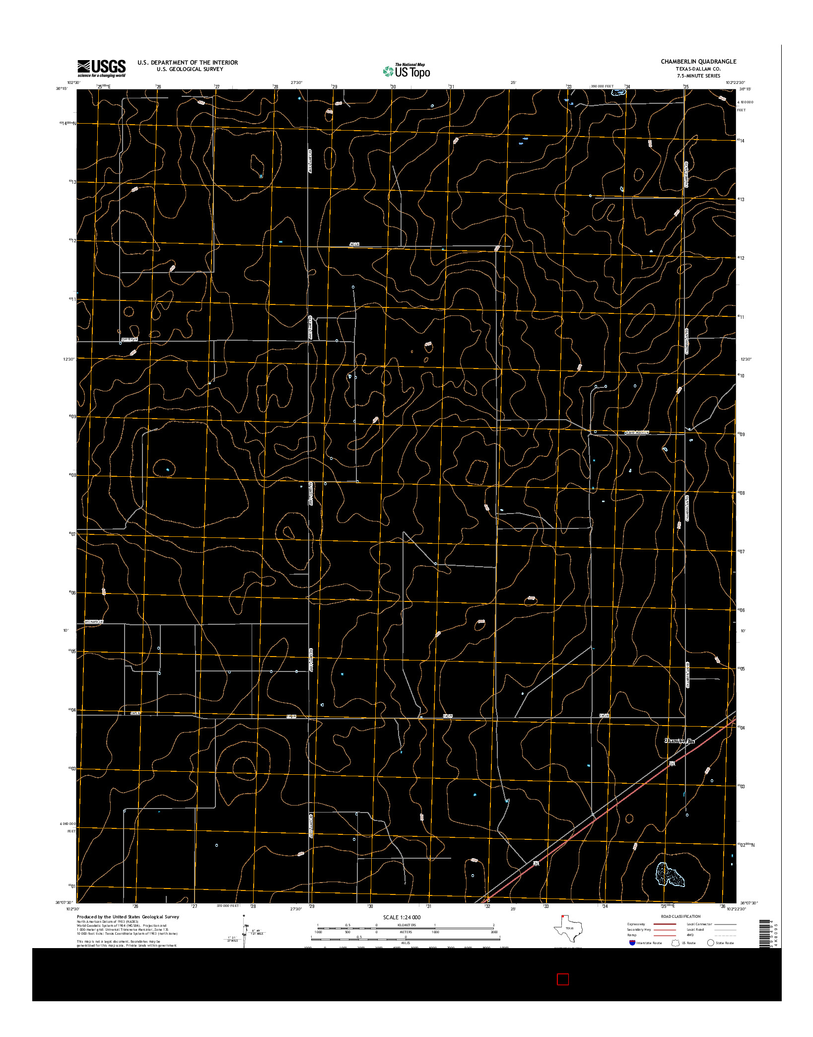 USGS US TOPO 7.5-MINUTE MAP FOR CHAMBERLIN, TX 2016