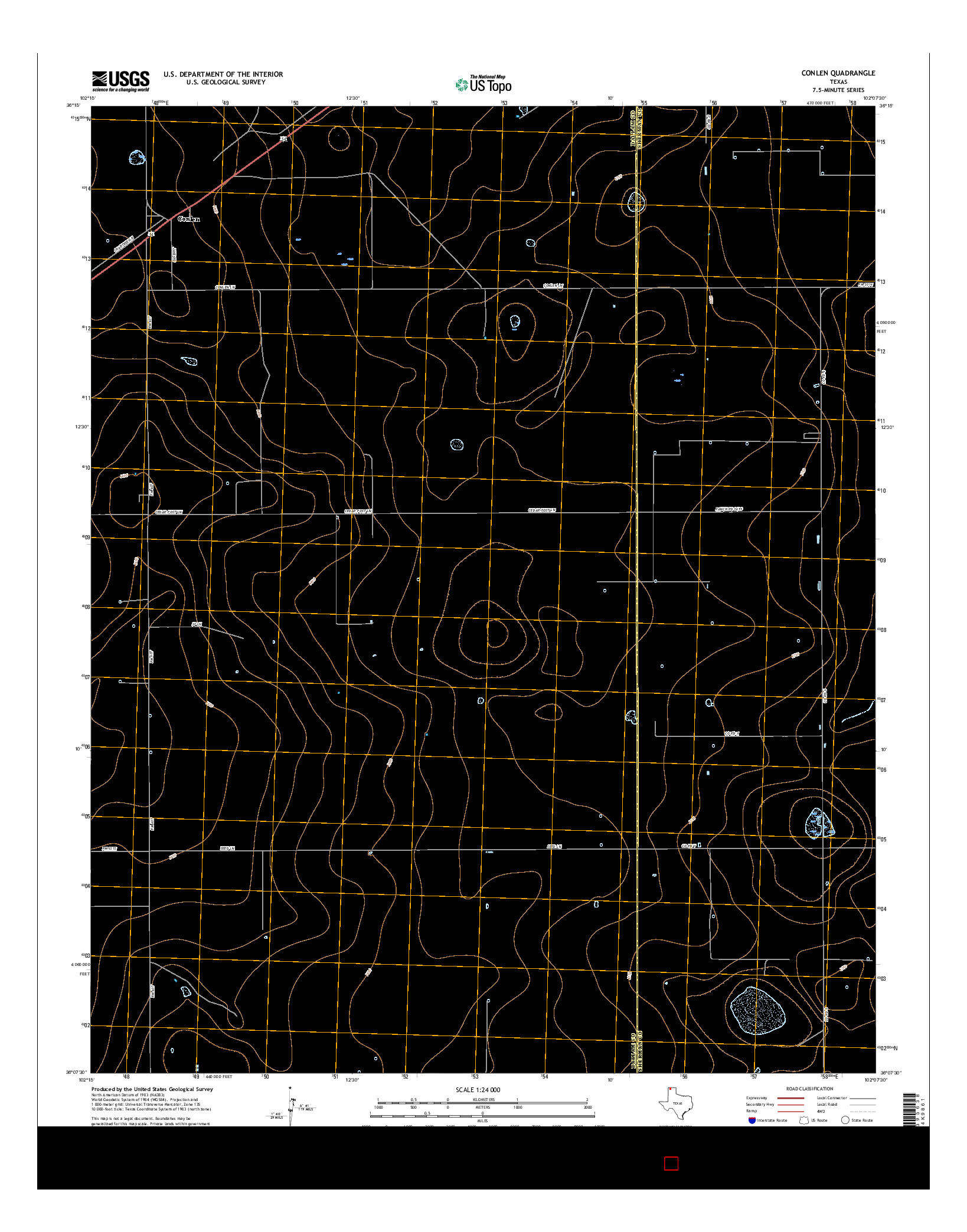 USGS US TOPO 7.5-MINUTE MAP FOR CONLEN, TX 2016