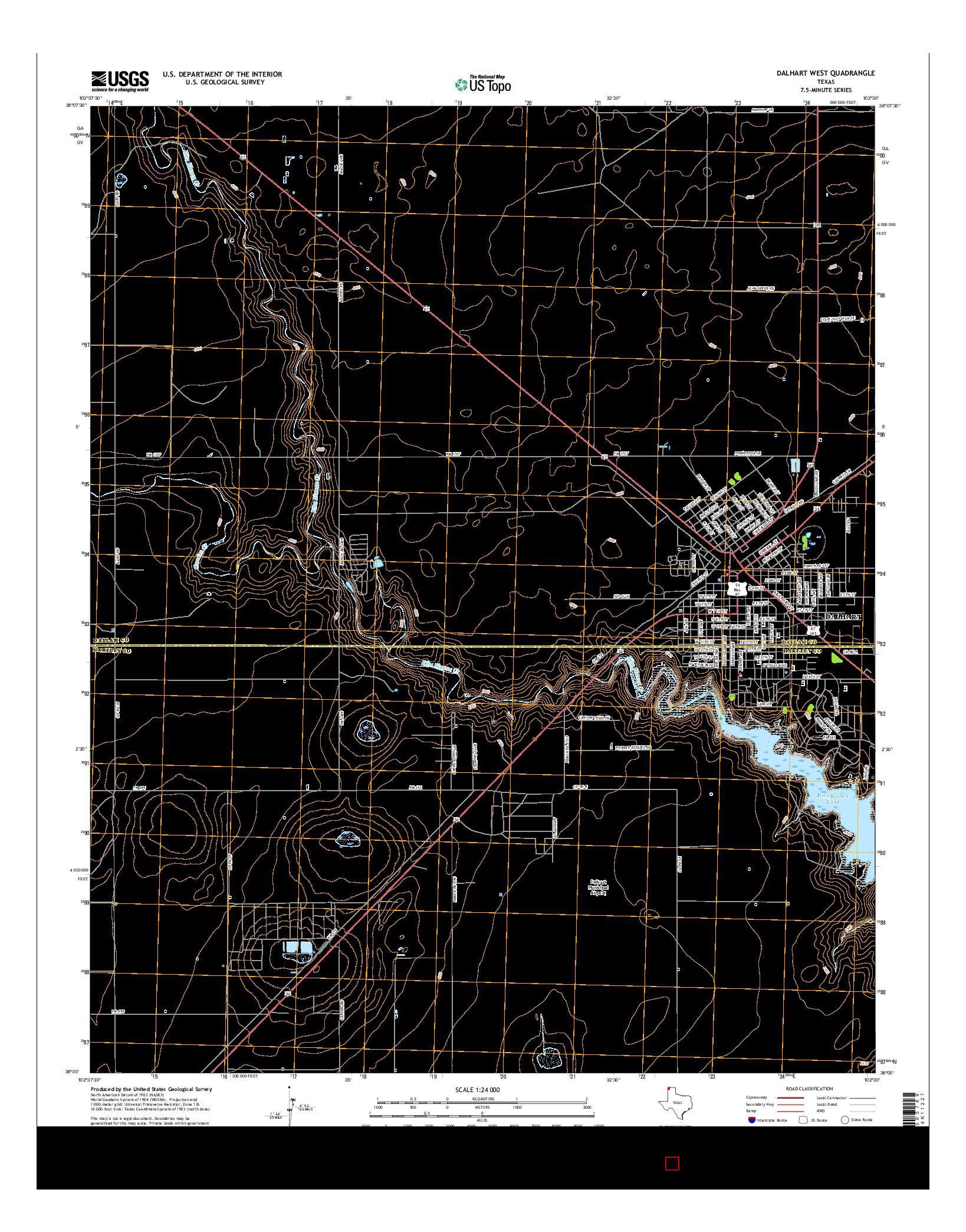 USGS US TOPO 7.5-MINUTE MAP FOR DALHART WEST, TX 2016