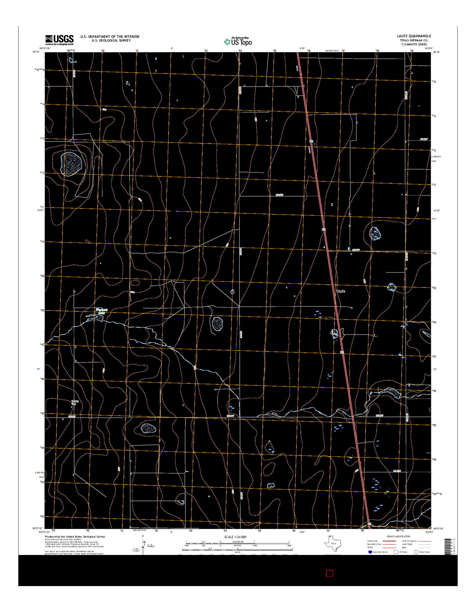 USGS US TOPO 7.5-MINUTE MAP FOR LAUTZ, TX 2016