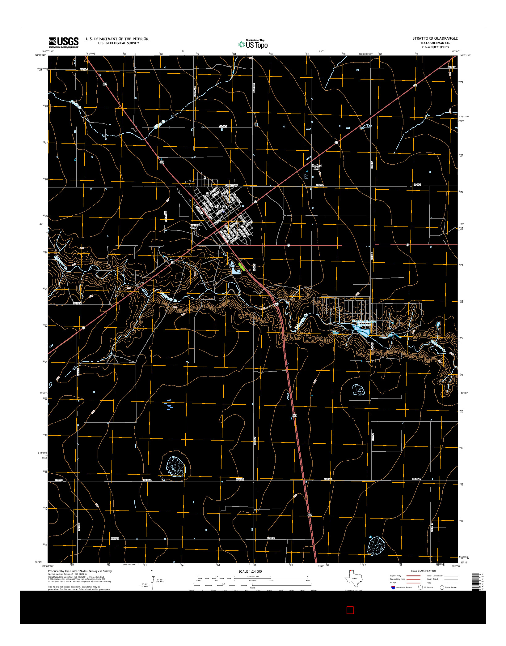 USGS US TOPO 7.5-MINUTE MAP FOR STRATFORD, TX 2016