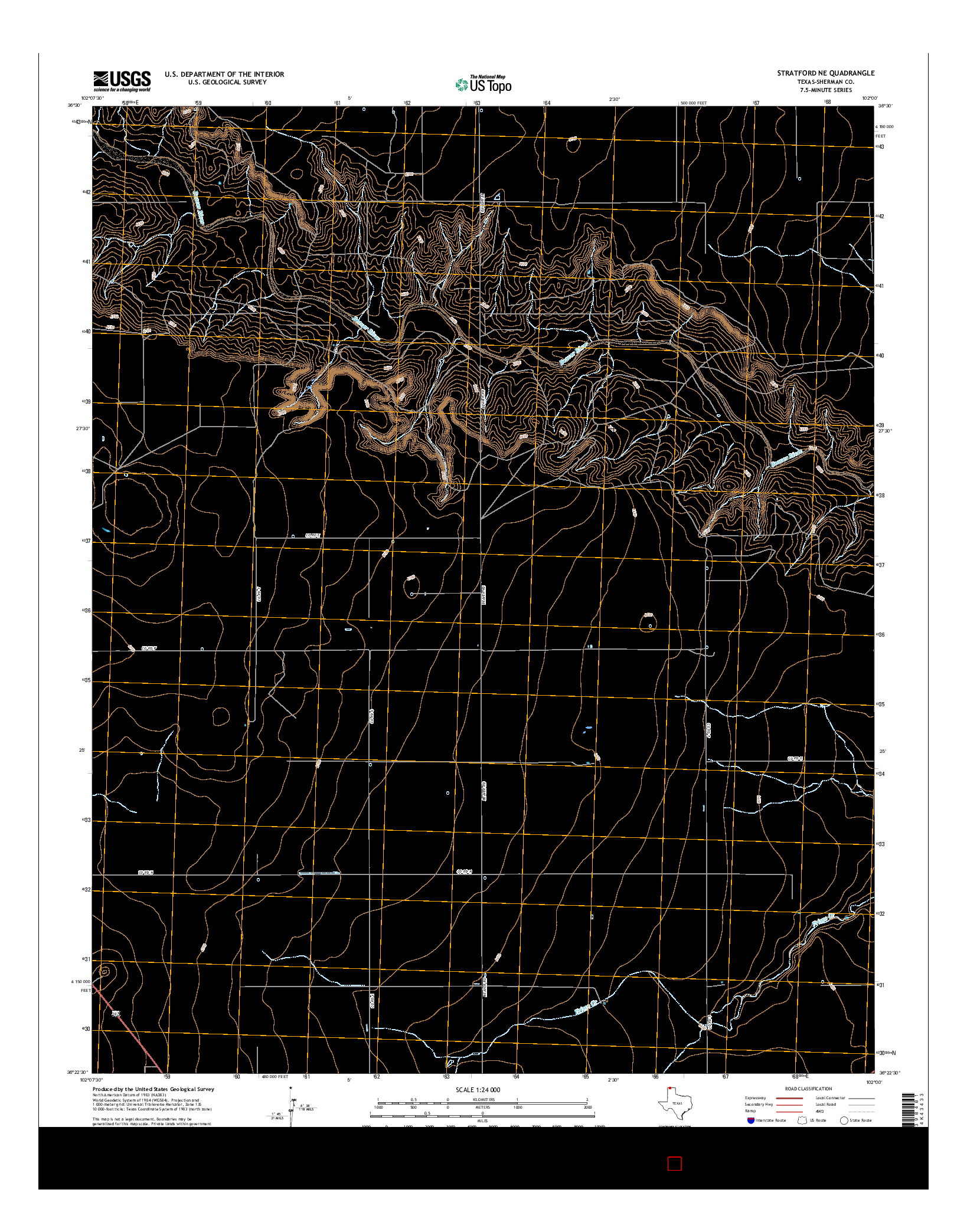 USGS US TOPO 7.5-MINUTE MAP FOR STRATFORD NE, TX 2016