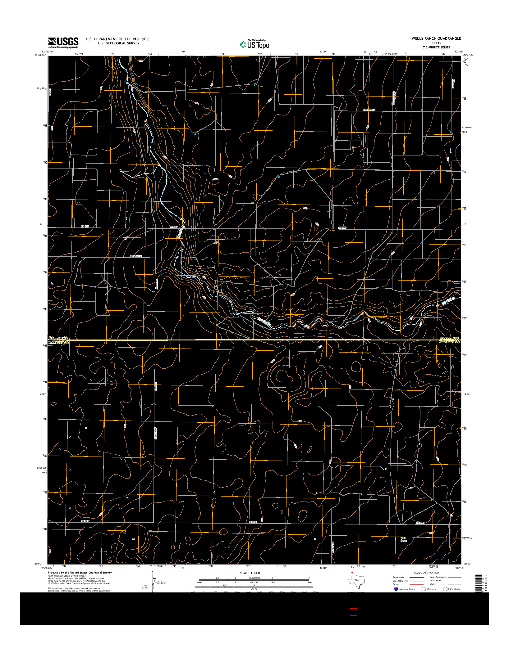 USGS US TOPO 7.5-MINUTE MAP FOR WELLS RANCH, TX 2016