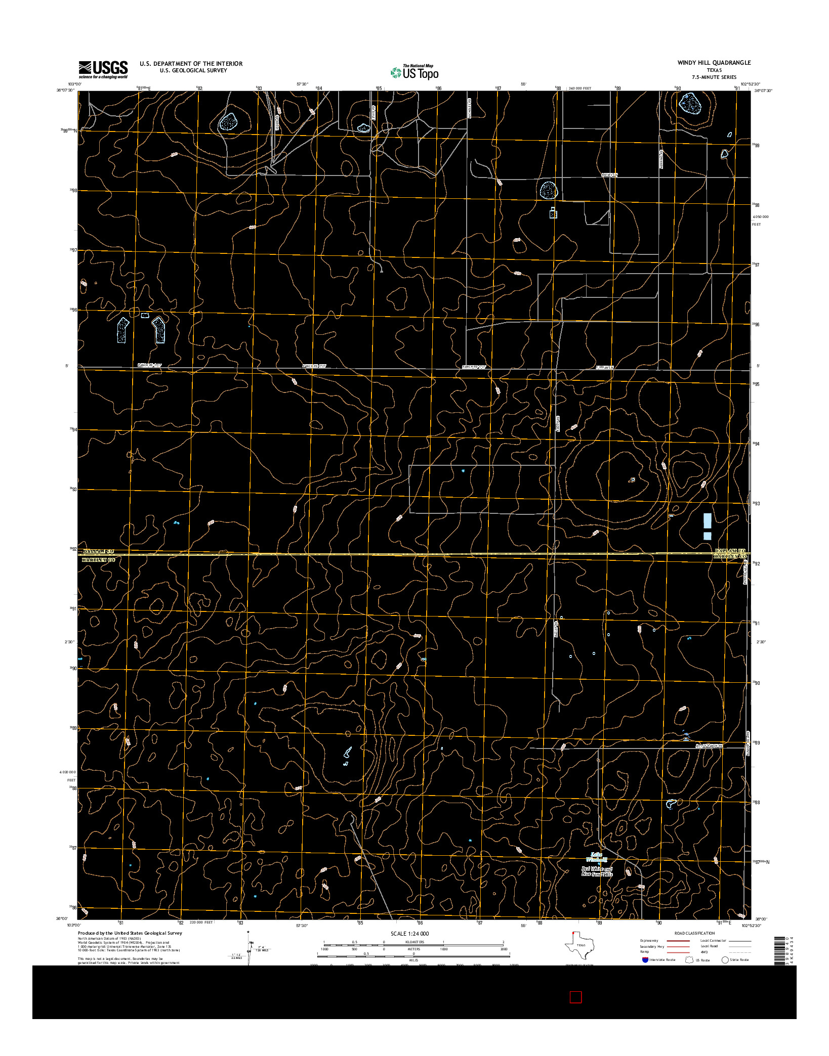 USGS US TOPO 7.5-MINUTE MAP FOR WINDY HILL, TX 2016