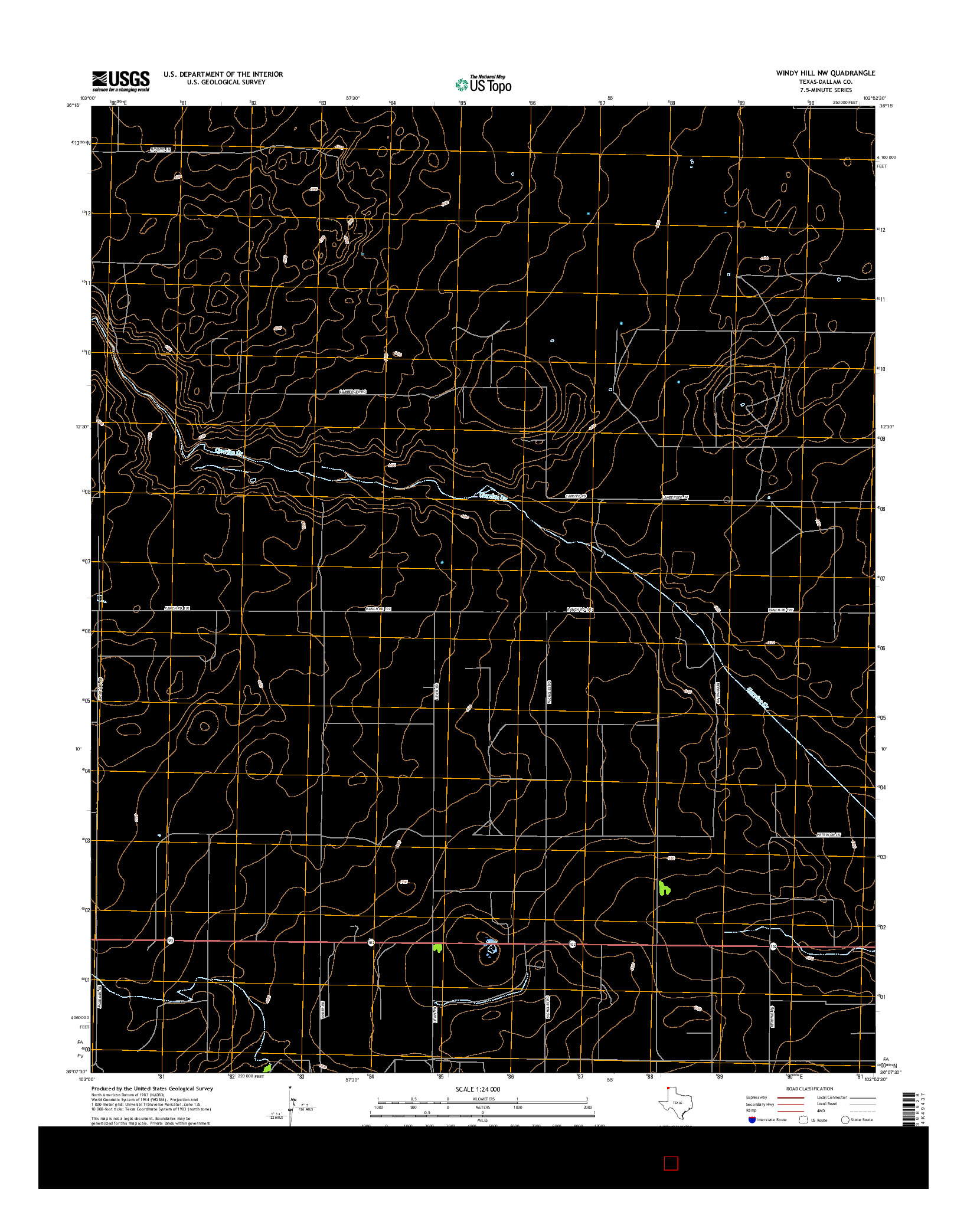 USGS US TOPO 7.5-MINUTE MAP FOR WINDY HILL NW, TX 2016