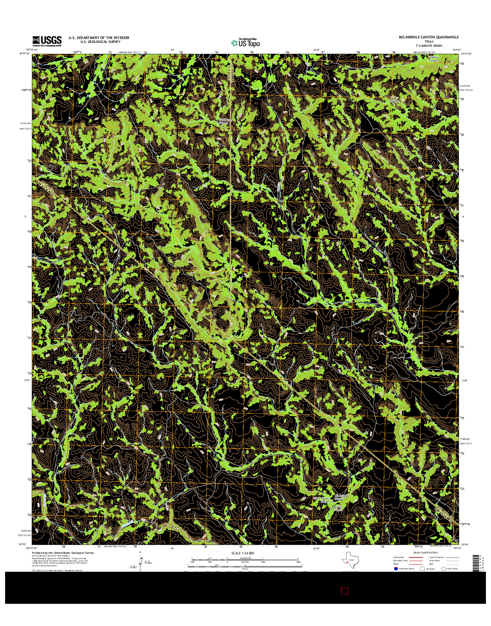 USGS US TOPO 7.5-MINUTE MAP FOR BIG BRINDLE CANYON, TX 2016