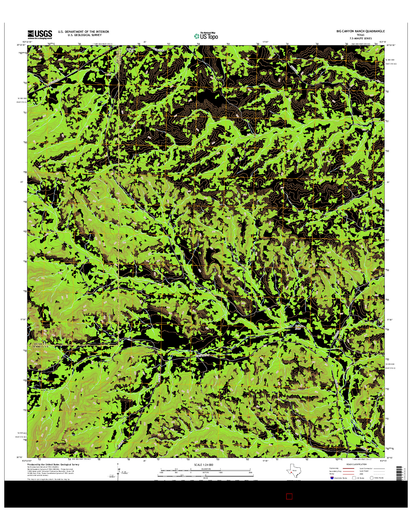 USGS US TOPO 7.5-MINUTE MAP FOR BIG CANYON RANCH, TX 2016