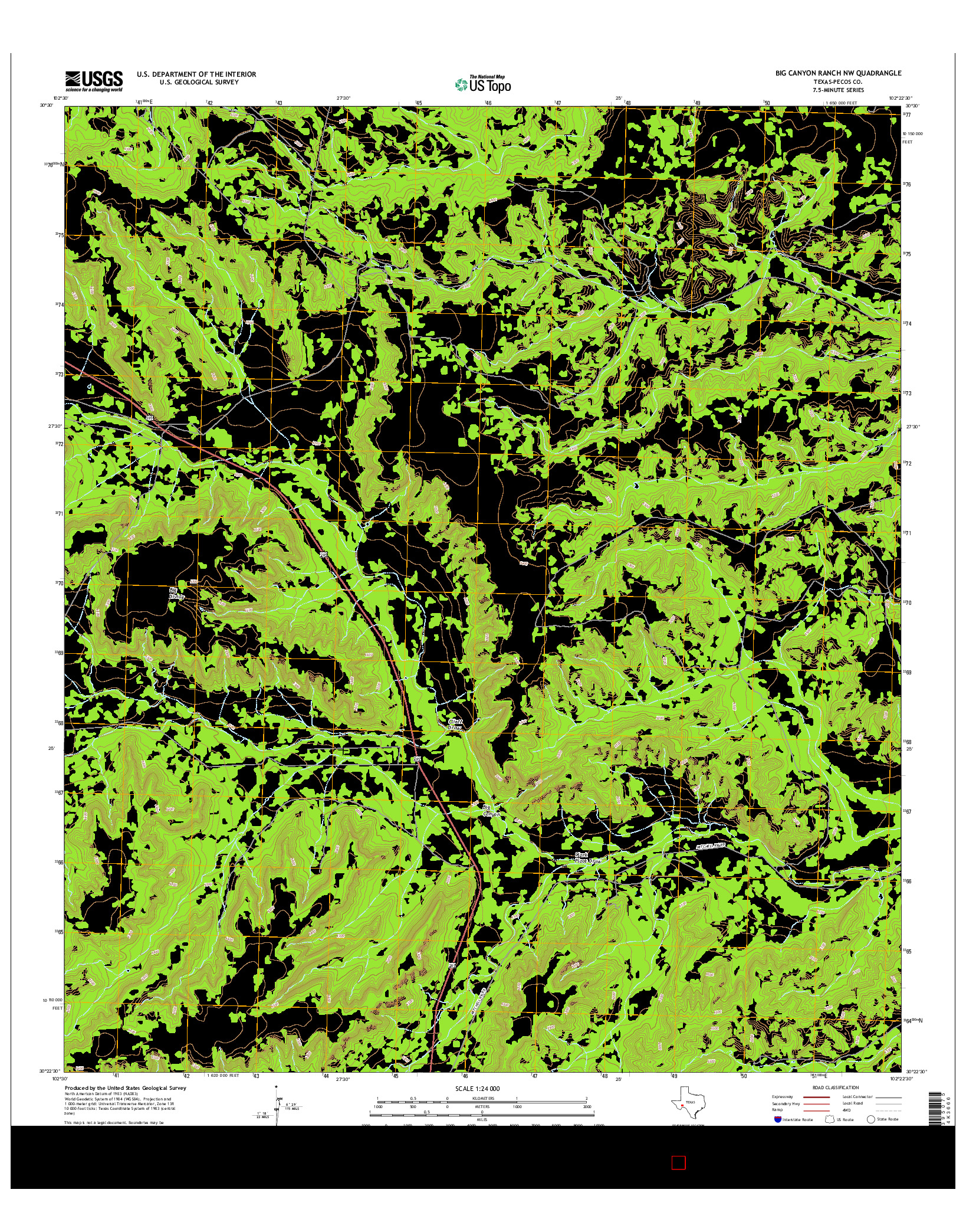 USGS US TOPO 7.5-MINUTE MAP FOR BIG CANYON RANCH NW, TX 2016