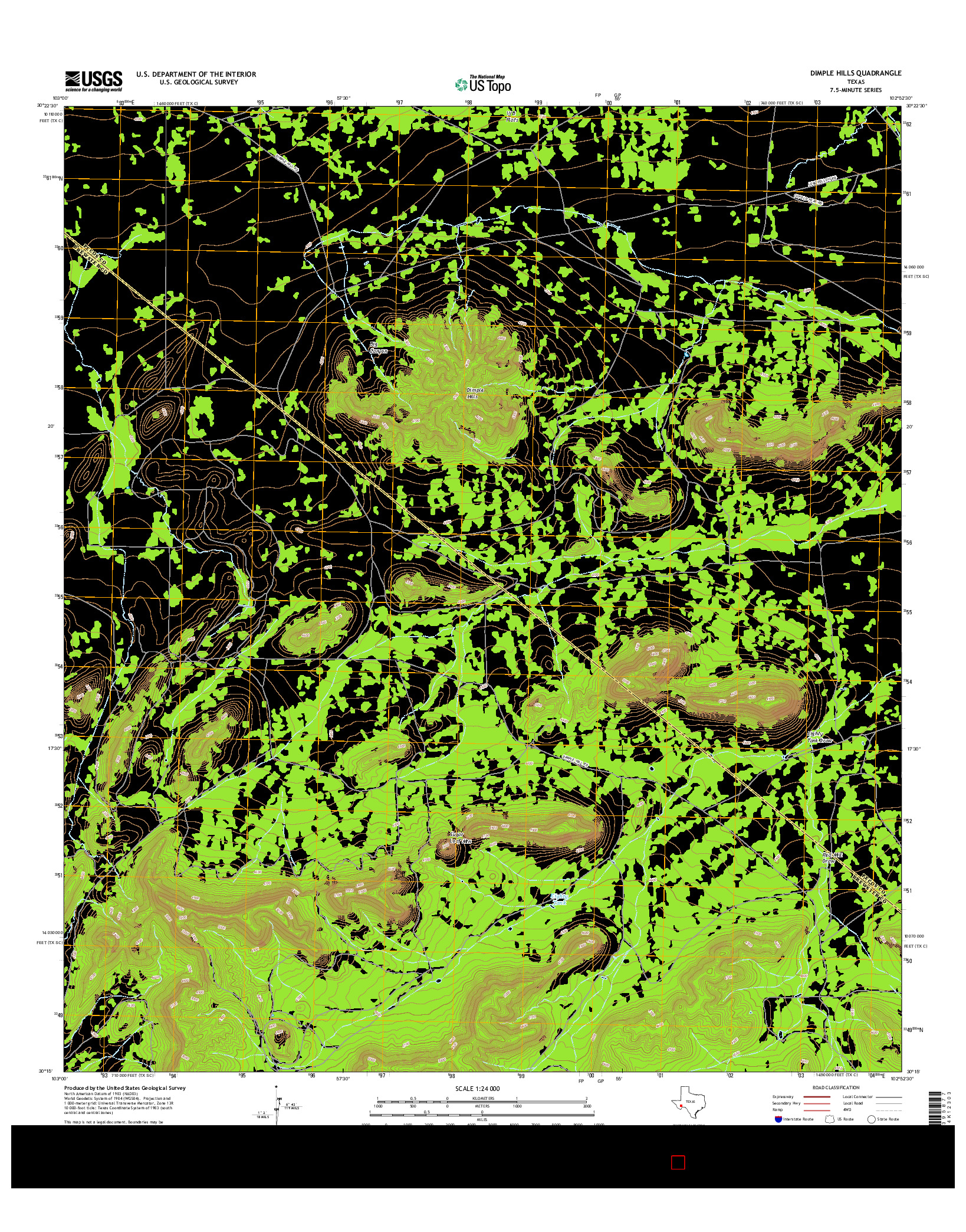 USGS US TOPO 7.5-MINUTE MAP FOR DIMPLE HILLS, TX 2016