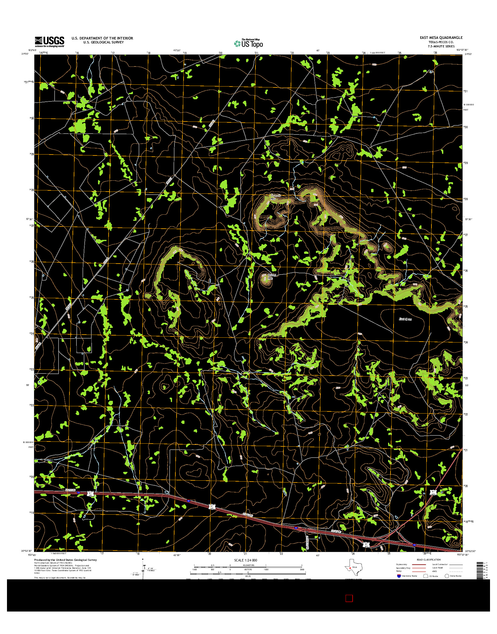 USGS US TOPO 7.5-MINUTE MAP FOR EAST MESA, TX 2016