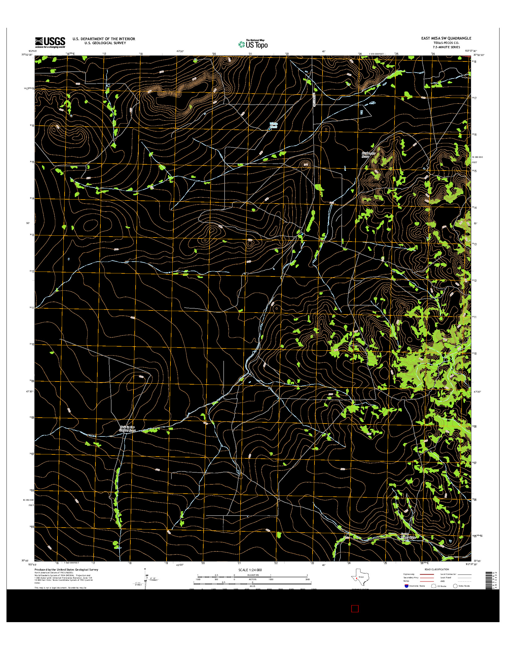 USGS US TOPO 7.5-MINUTE MAP FOR EAST MESA SW, TX 2016