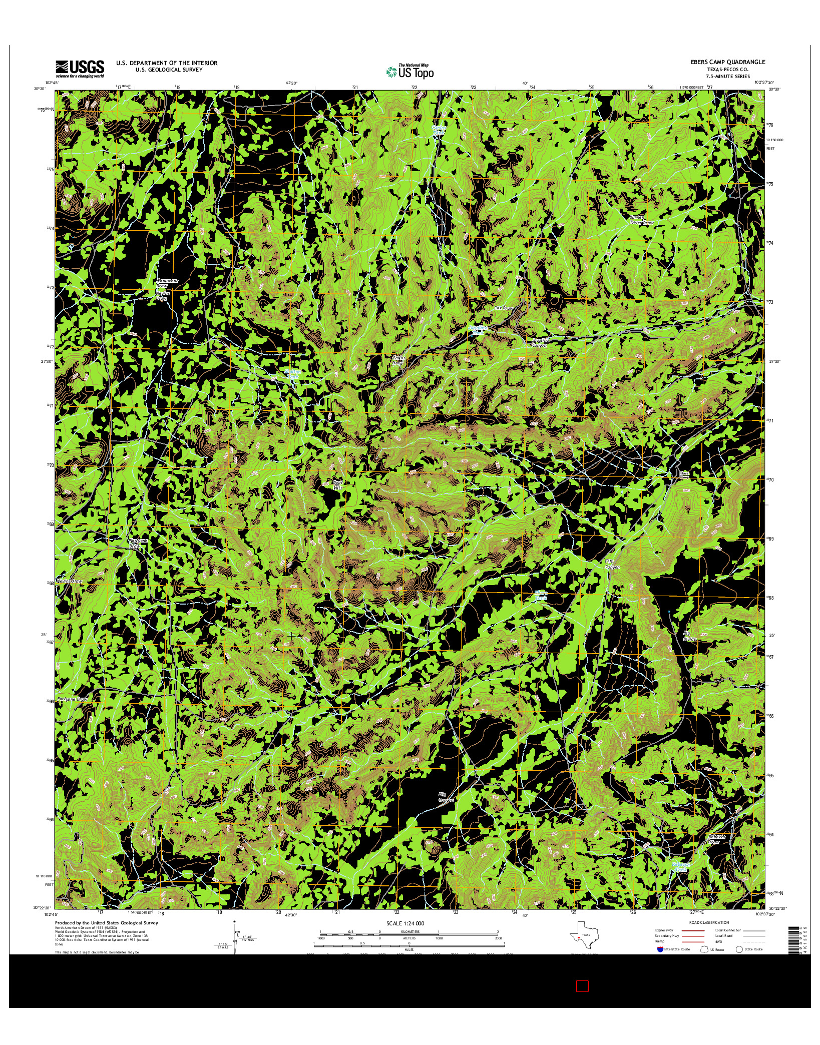 USGS US TOPO 7.5-MINUTE MAP FOR EBERS CAMP, TX 2016