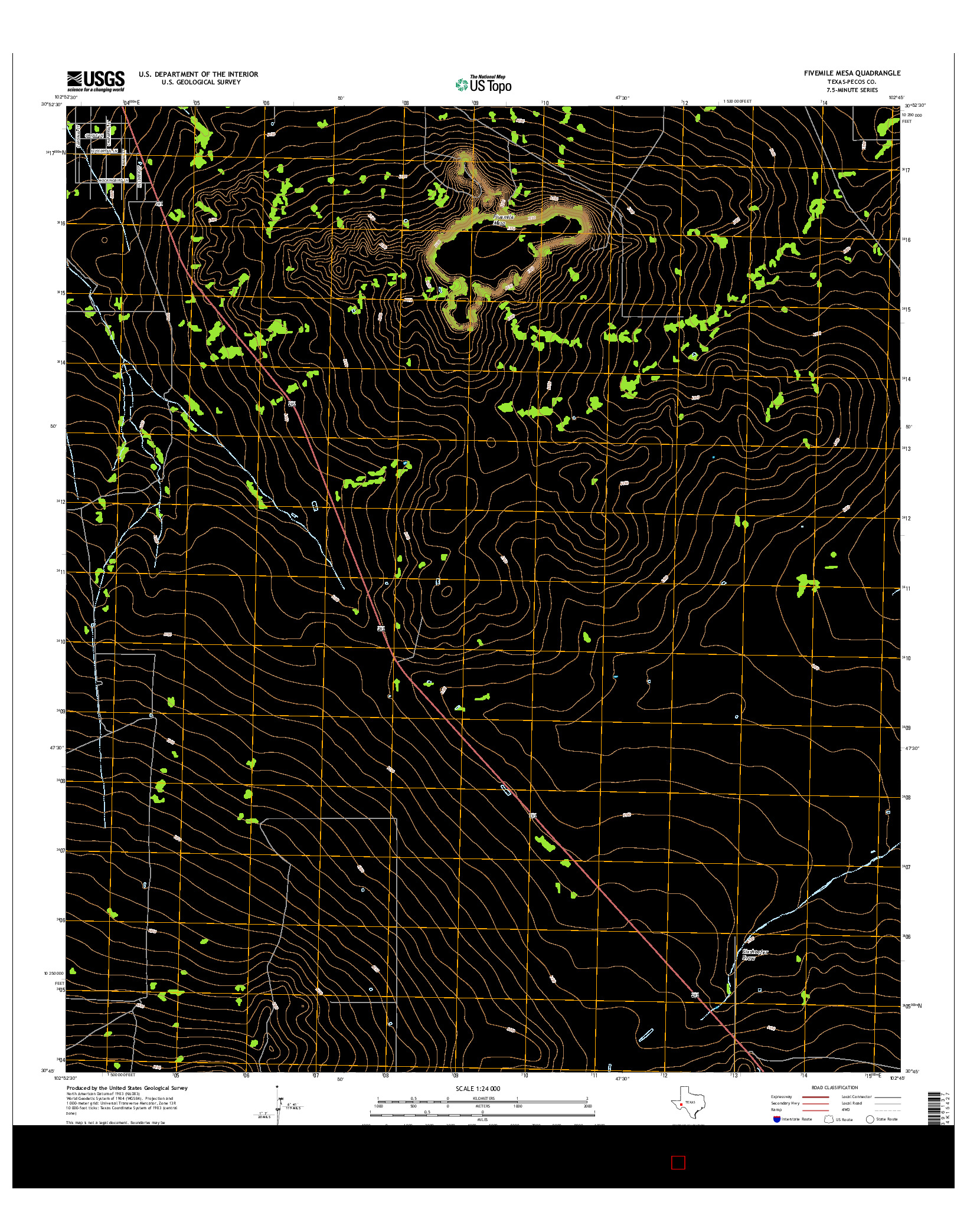 USGS US TOPO 7.5-MINUTE MAP FOR FIVEMILE MESA, TX 2016