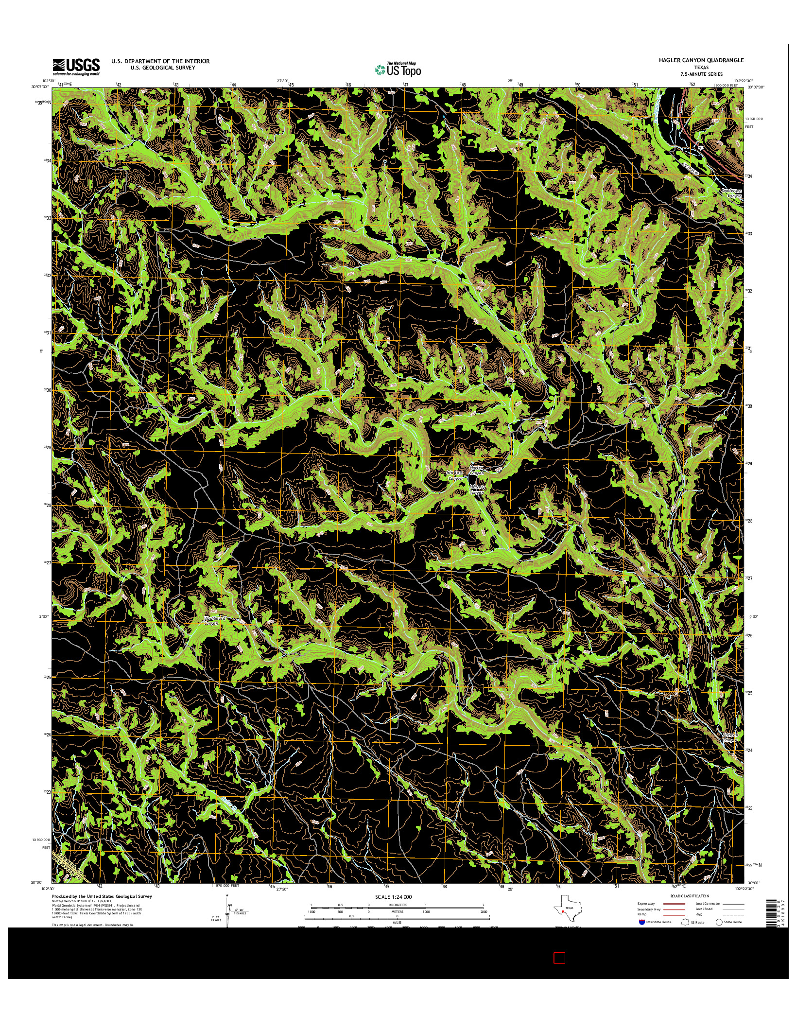 USGS US TOPO 7.5-MINUTE MAP FOR HAGLER CANYON, TX 2016