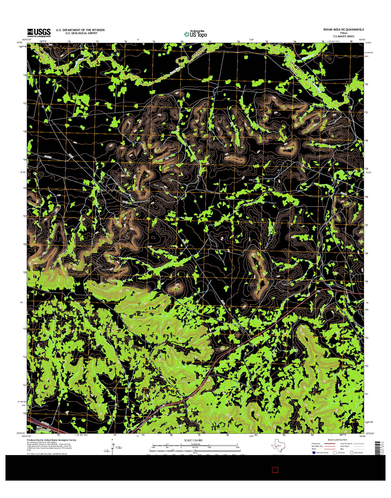 USGS US TOPO 7.5-MINUTE MAP FOR INDIAN MESA NE, TX 2016