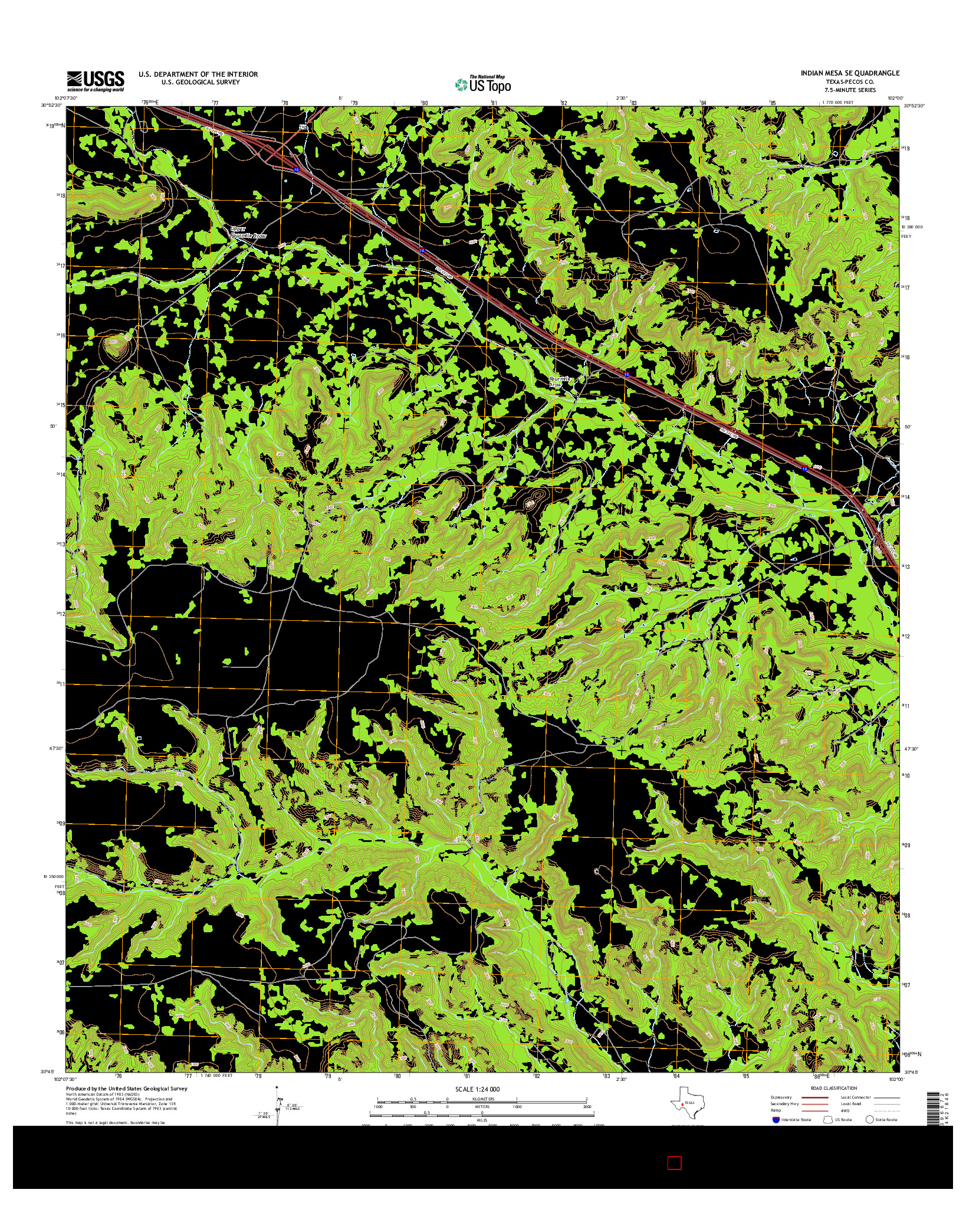 USGS US TOPO 7.5-MINUTE MAP FOR INDIAN MESA SE, TX 2016