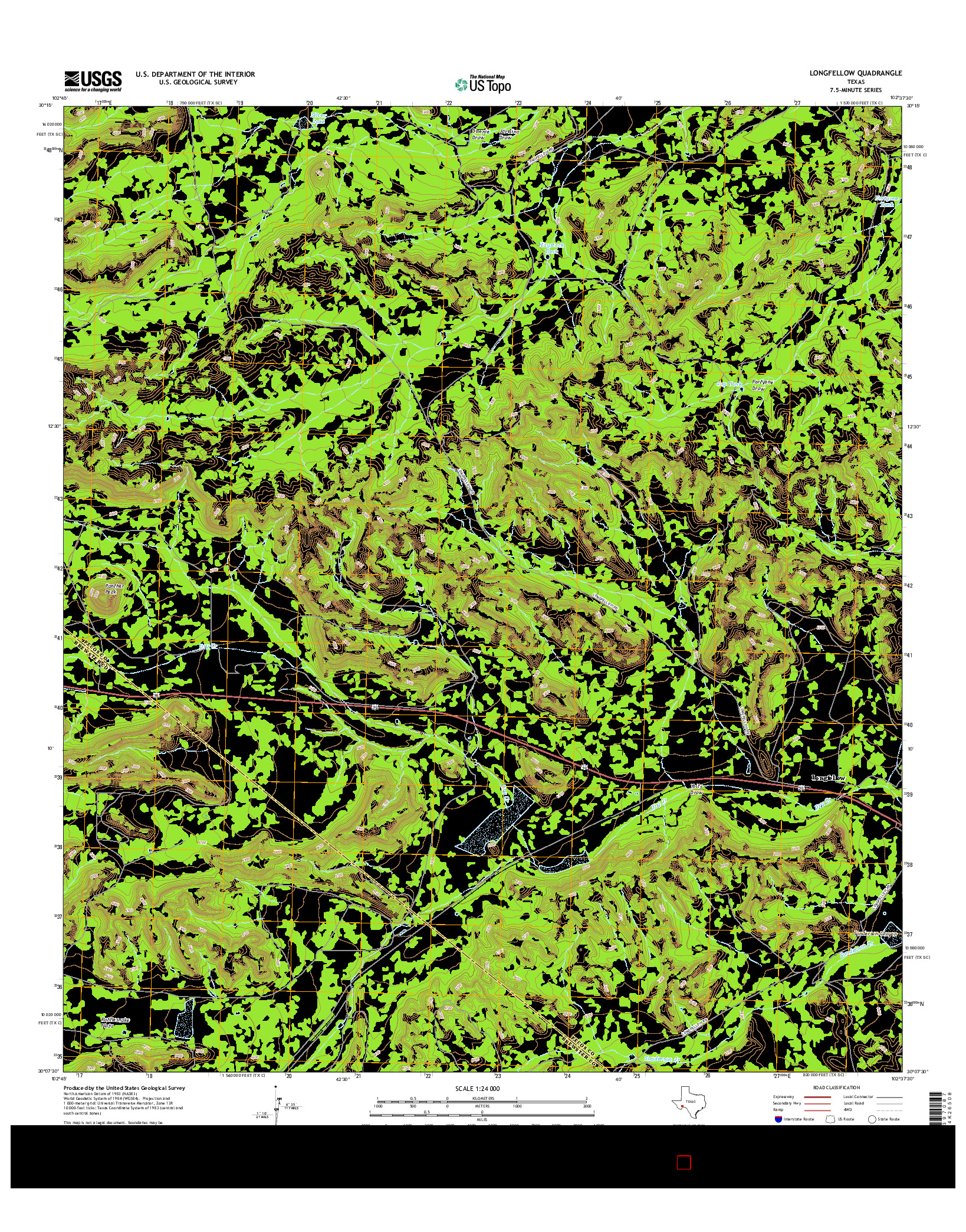 USGS US TOPO 7.5-MINUTE MAP FOR LONGFELLOW, TX 2016