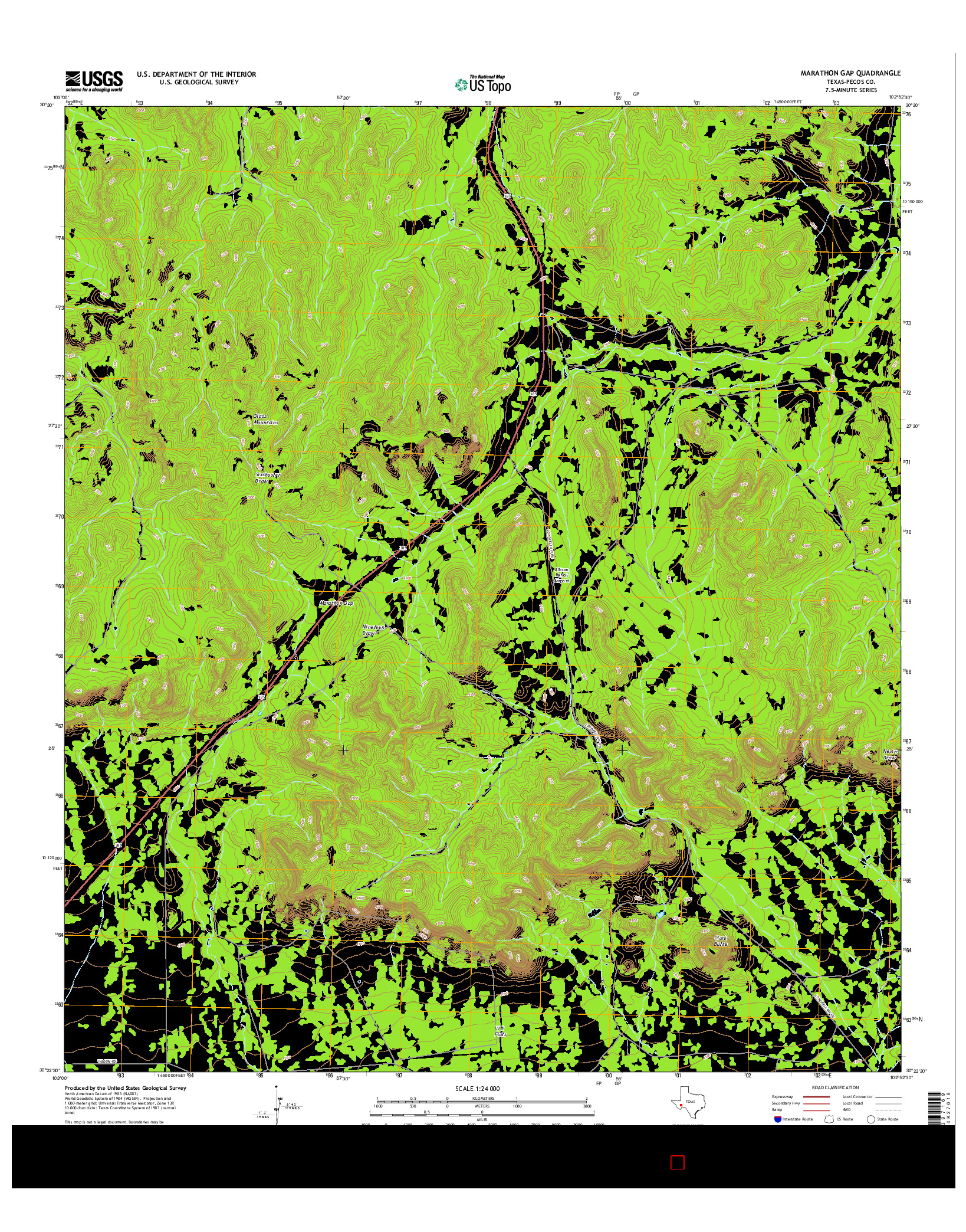 USGS US TOPO 7.5-MINUTE MAP FOR MARATHON GAP, TX 2016