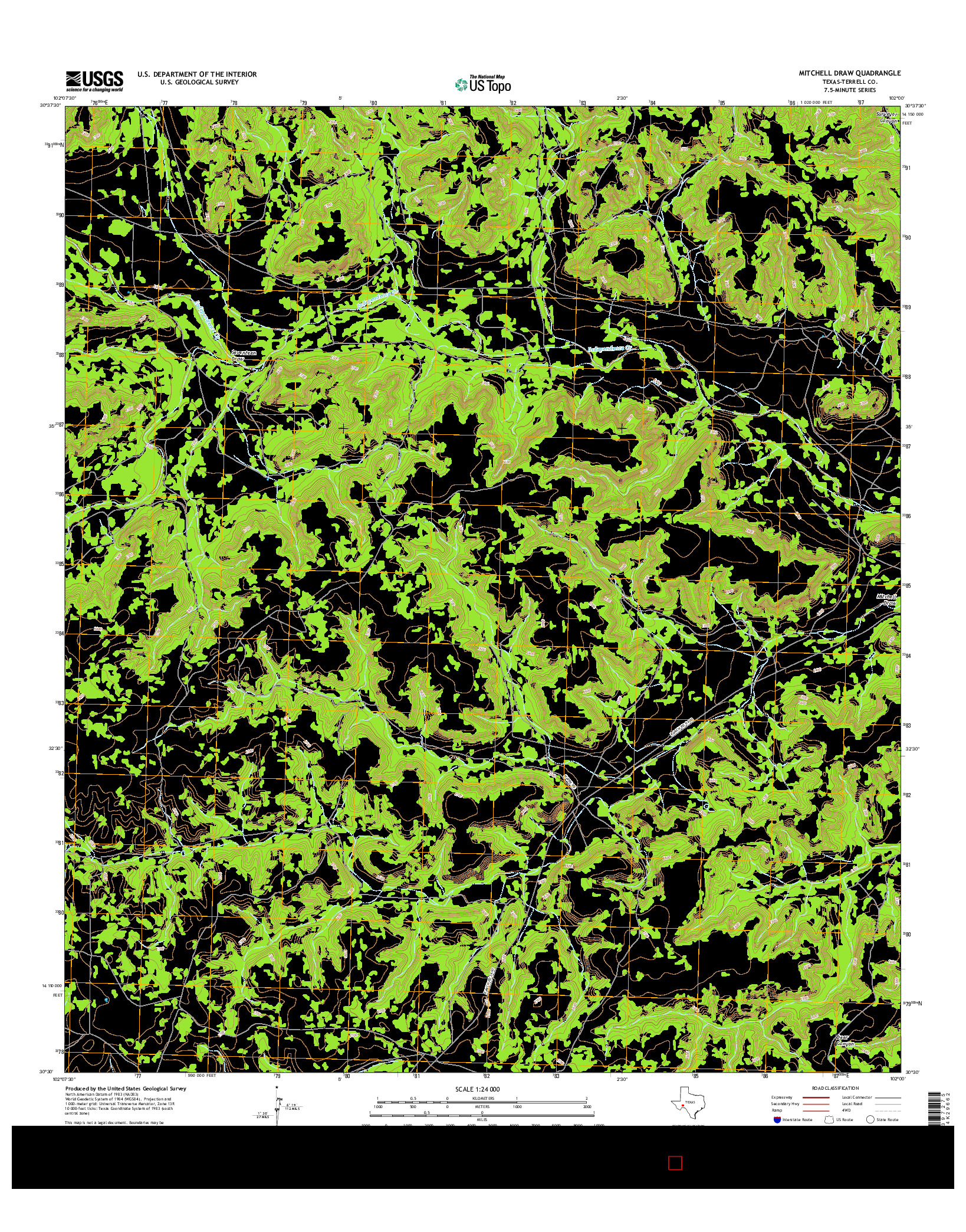 USGS US TOPO 7.5-MINUTE MAP FOR MITCHELL DRAW, TX 2016