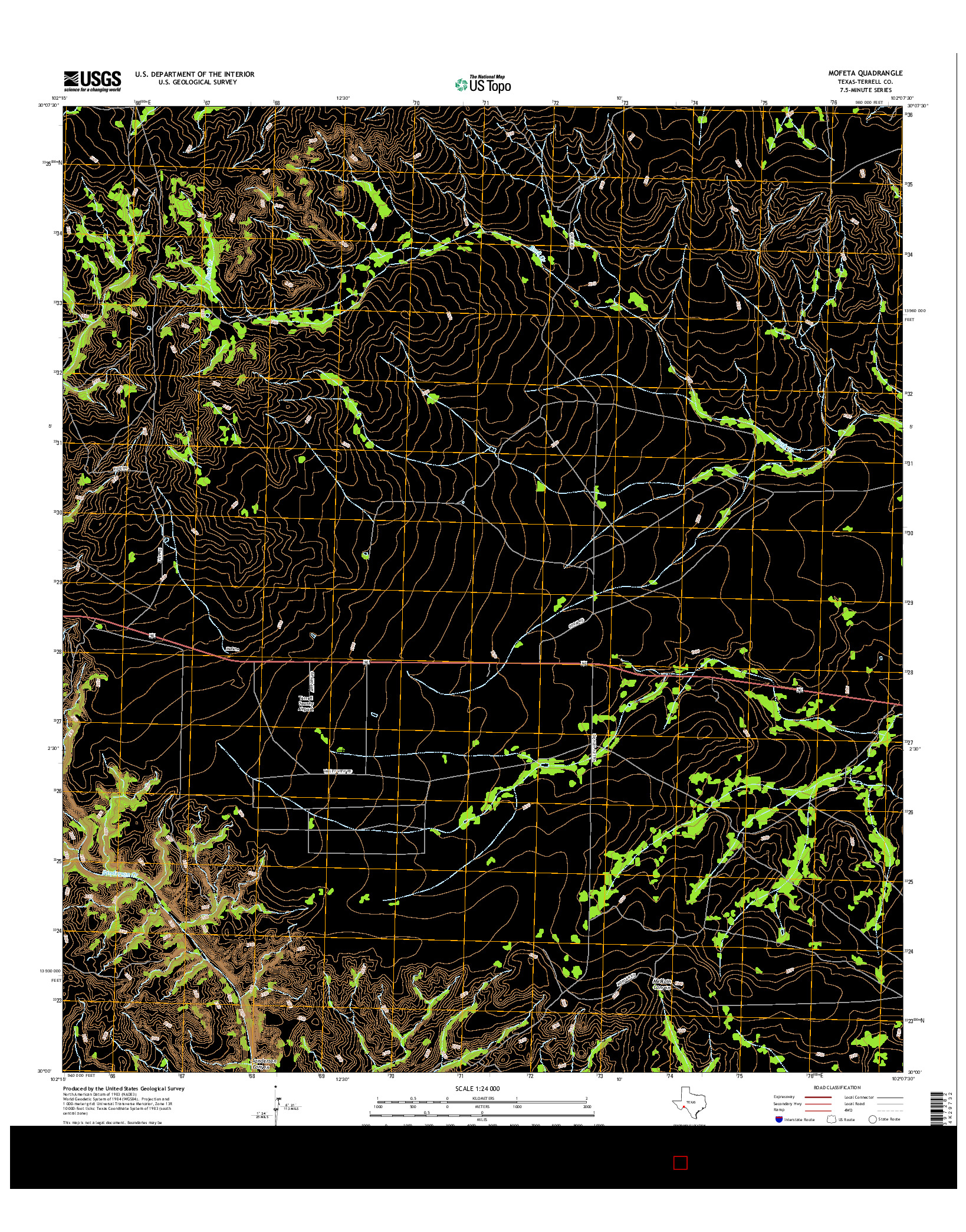 USGS US TOPO 7.5-MINUTE MAP FOR MOFETA, TX 2016