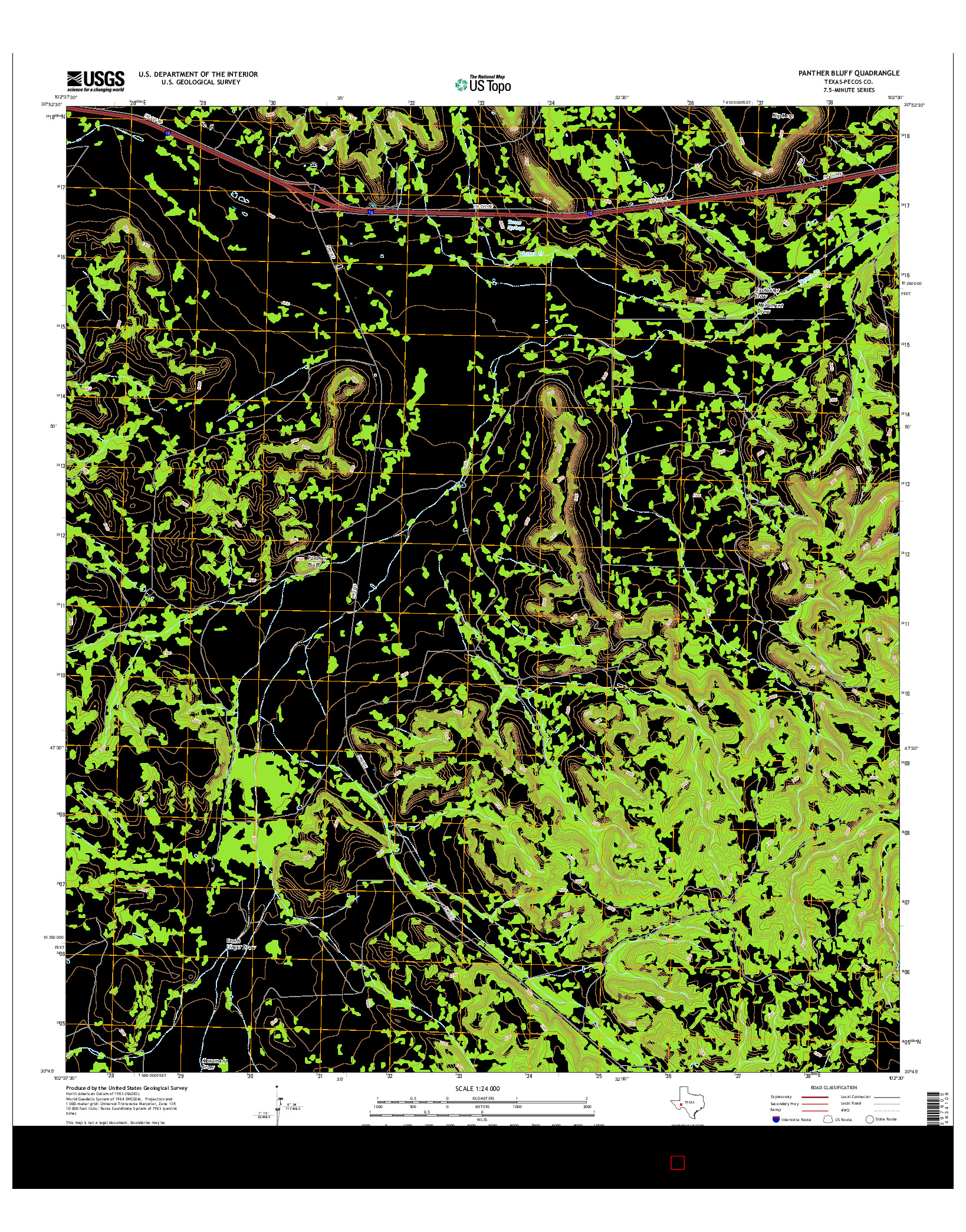 USGS US TOPO 7.5-MINUTE MAP FOR PANTHER BLUFF, TX 2016