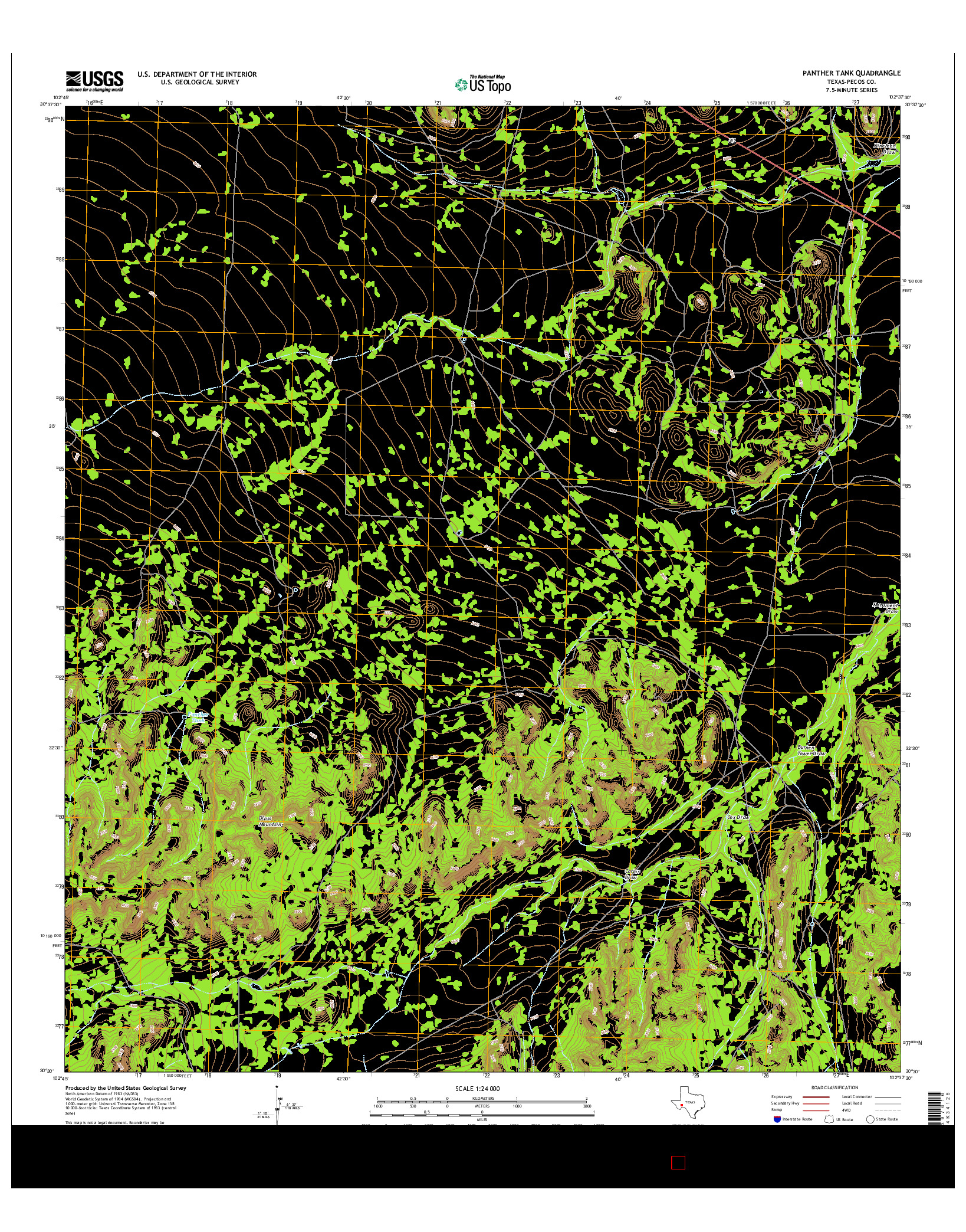 USGS US TOPO 7.5-MINUTE MAP FOR PANTHER TANK, TX 2016