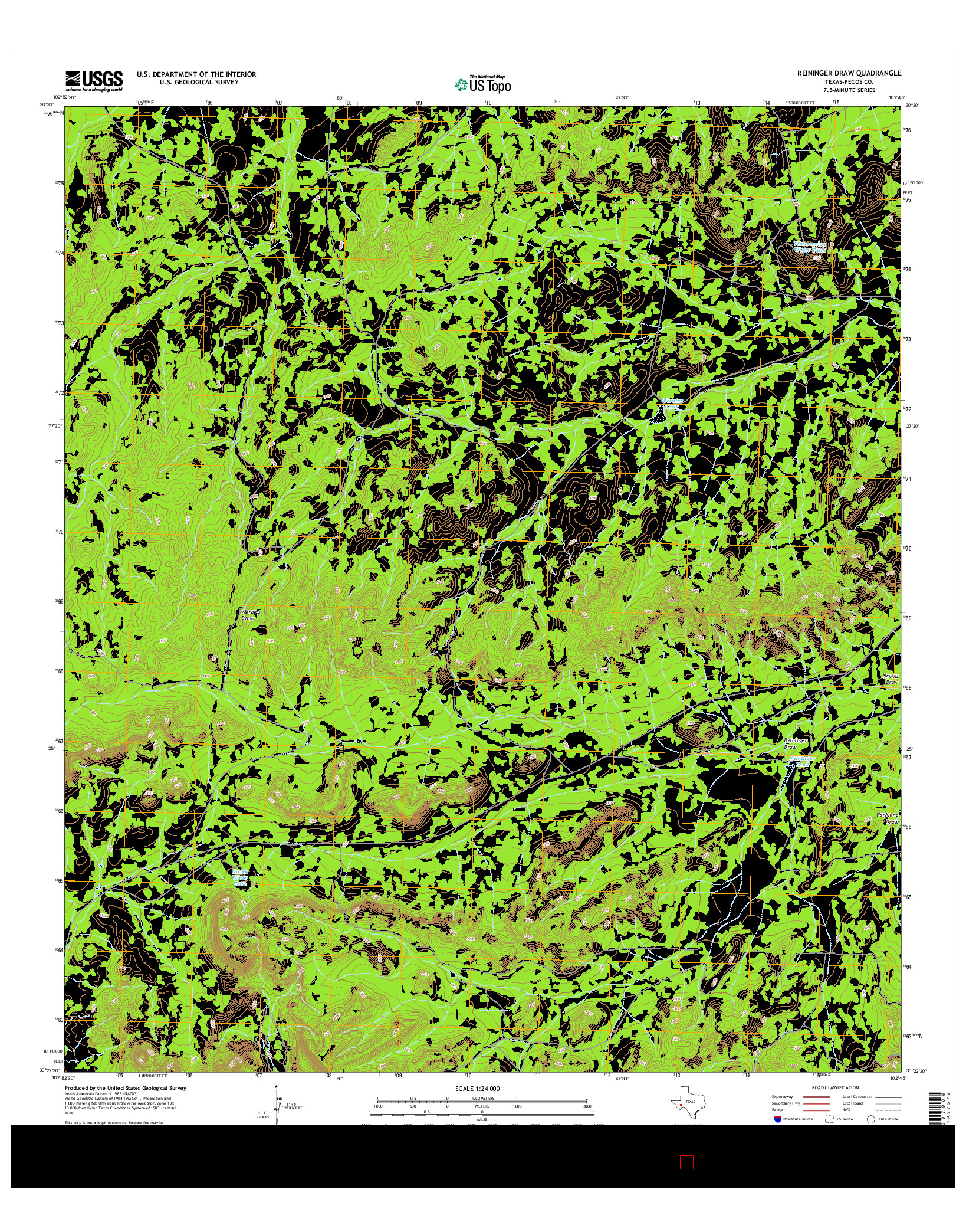 USGS US TOPO 7.5-MINUTE MAP FOR REININGER DRAW, TX 2016