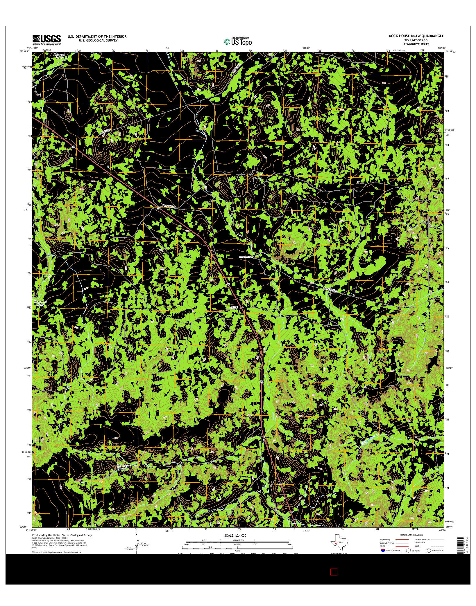 USGS US TOPO 7.5-MINUTE MAP FOR ROCK HOUSE DRAW, TX 2016