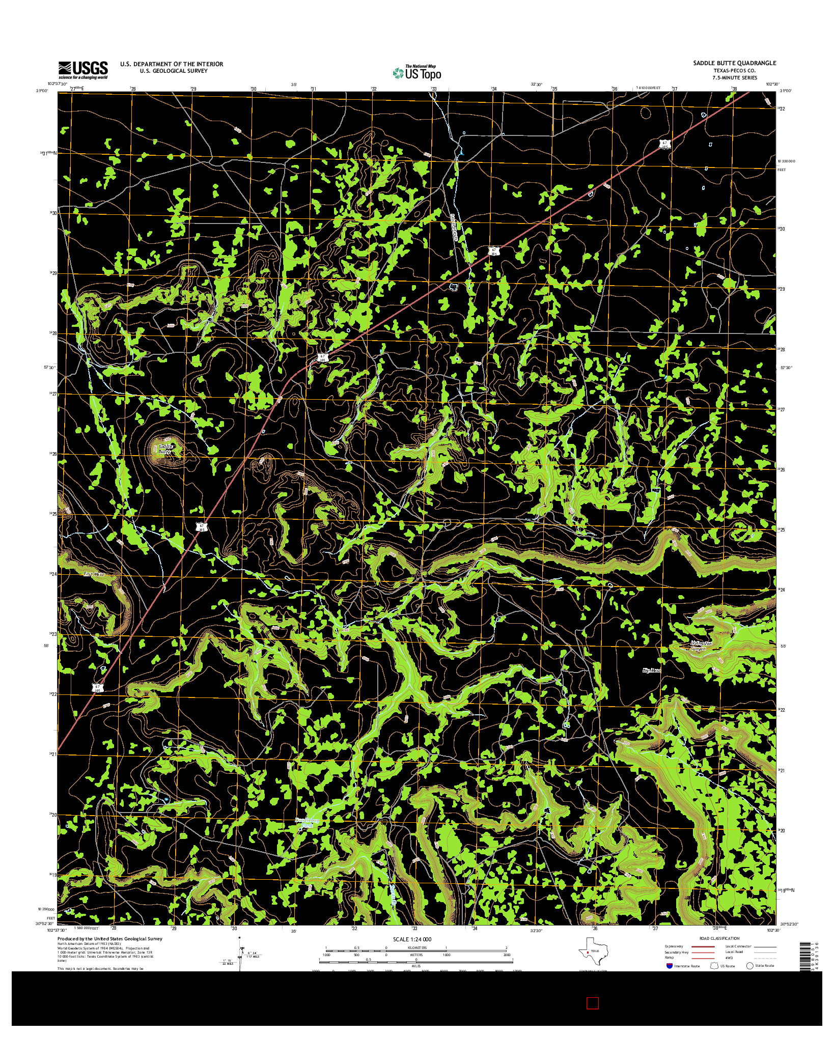 USGS US TOPO 7.5-MINUTE MAP FOR SADDLE BUTTE, TX 2016