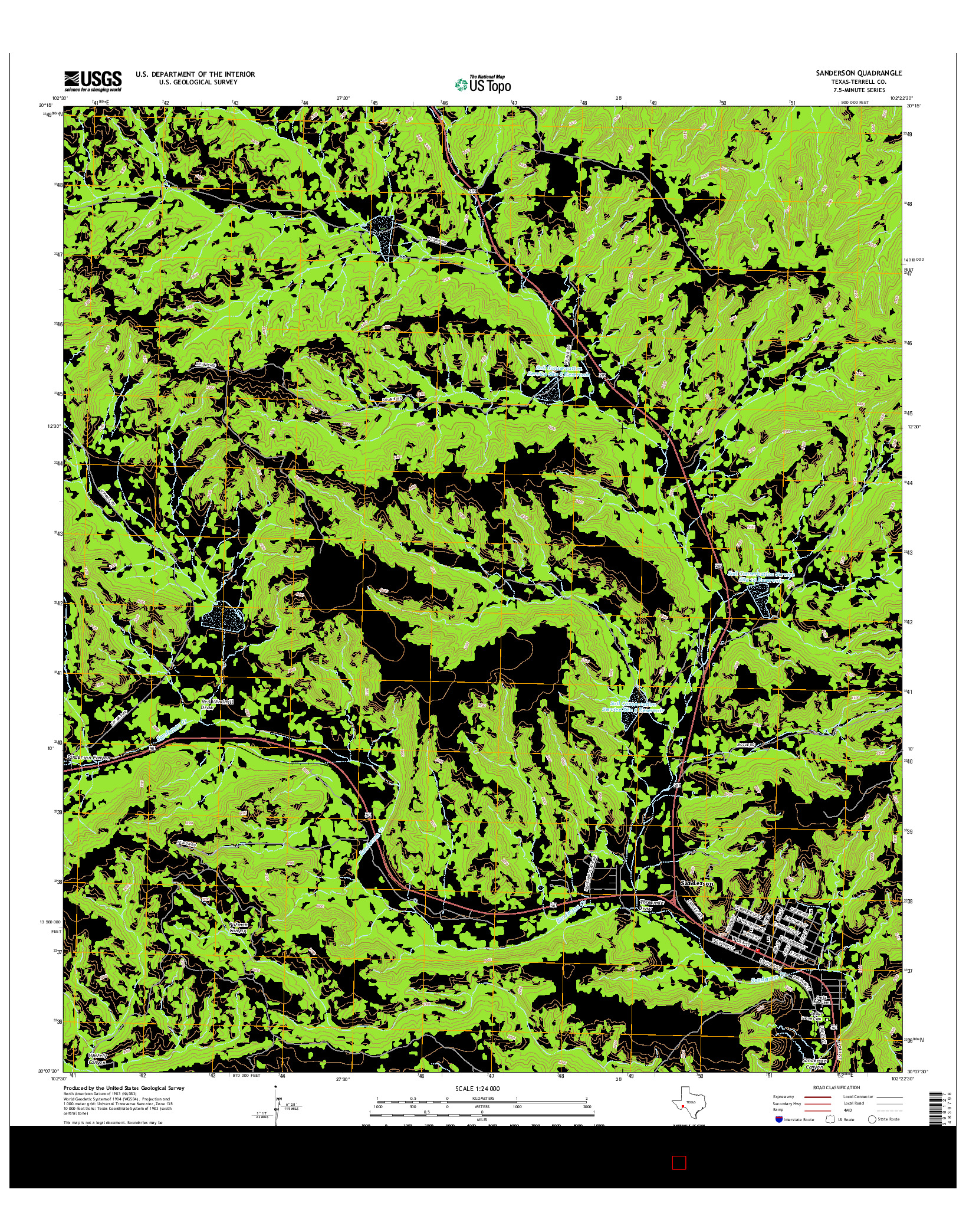 USGS US TOPO 7.5-MINUTE MAP FOR SANDERSON, TX 2016