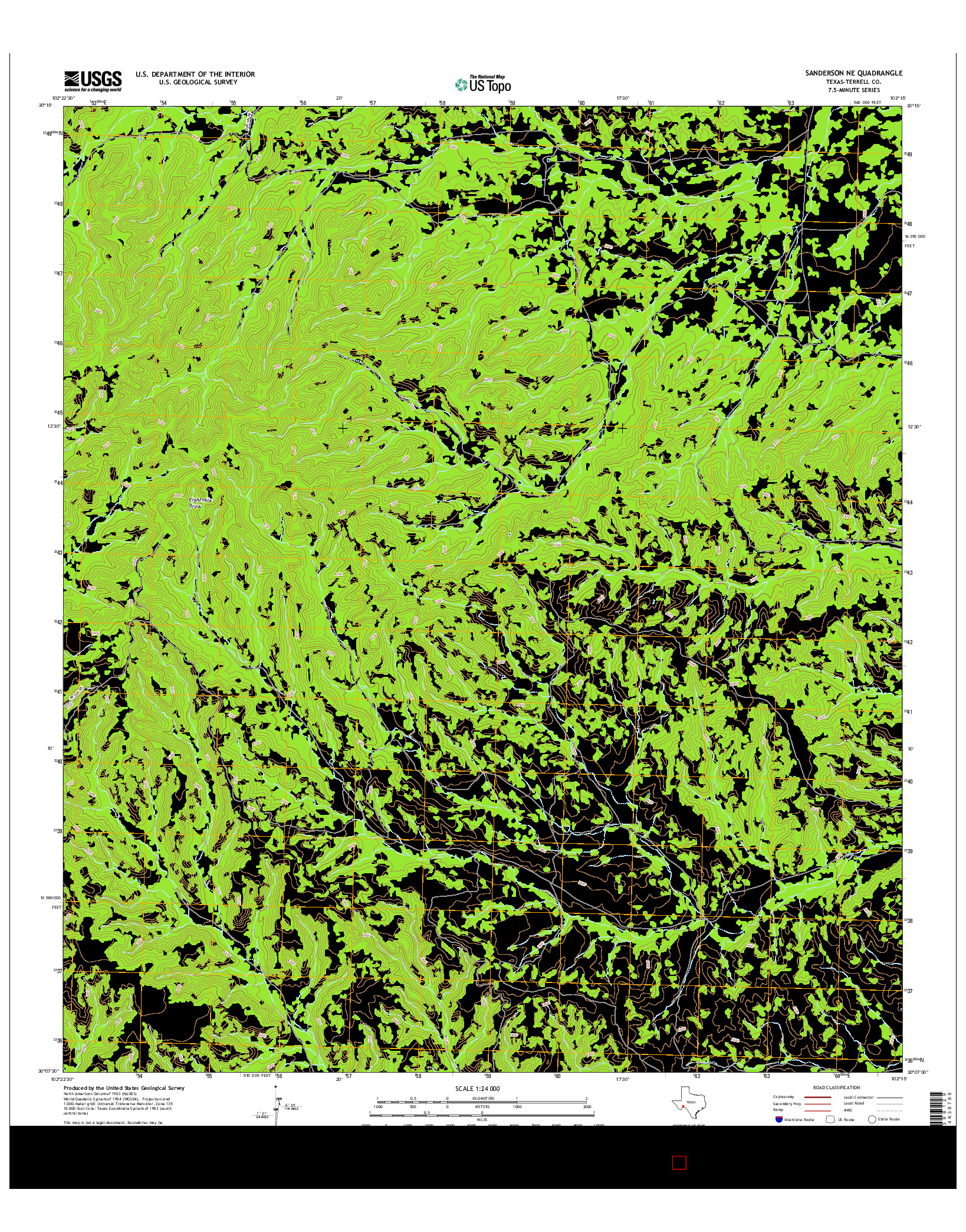 USGS US TOPO 7.5-MINUTE MAP FOR SANDERSON NE, TX 2016