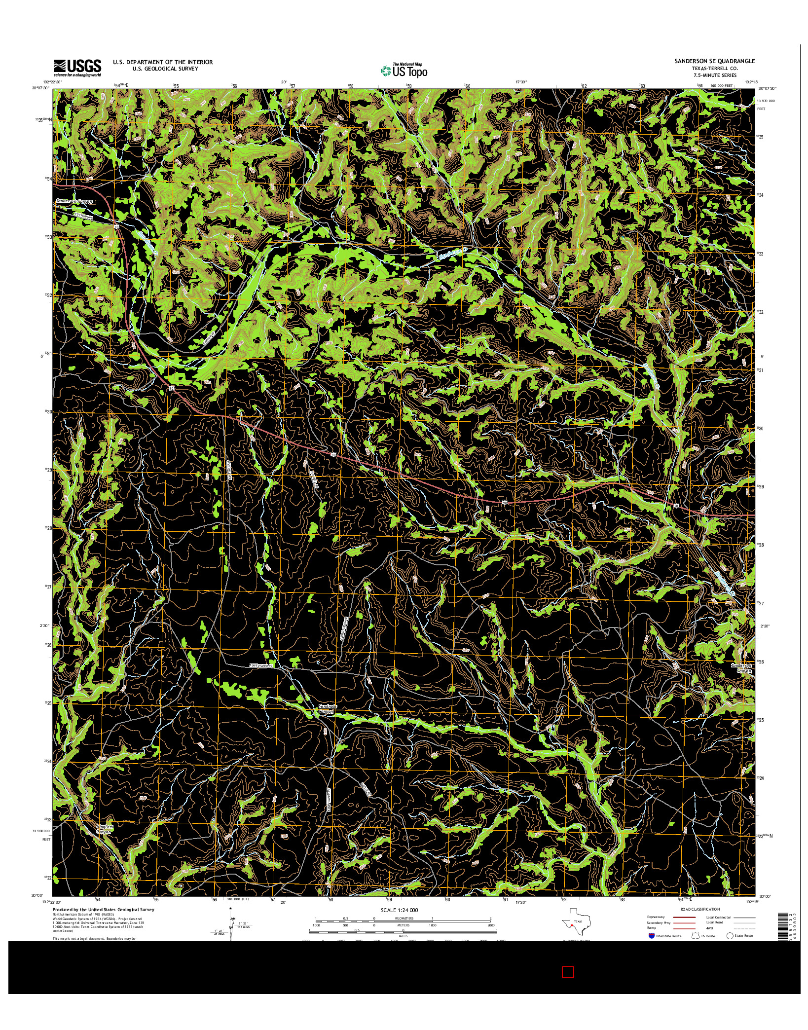 USGS US TOPO 7.5-MINUTE MAP FOR SANDERSON SE, TX 2016