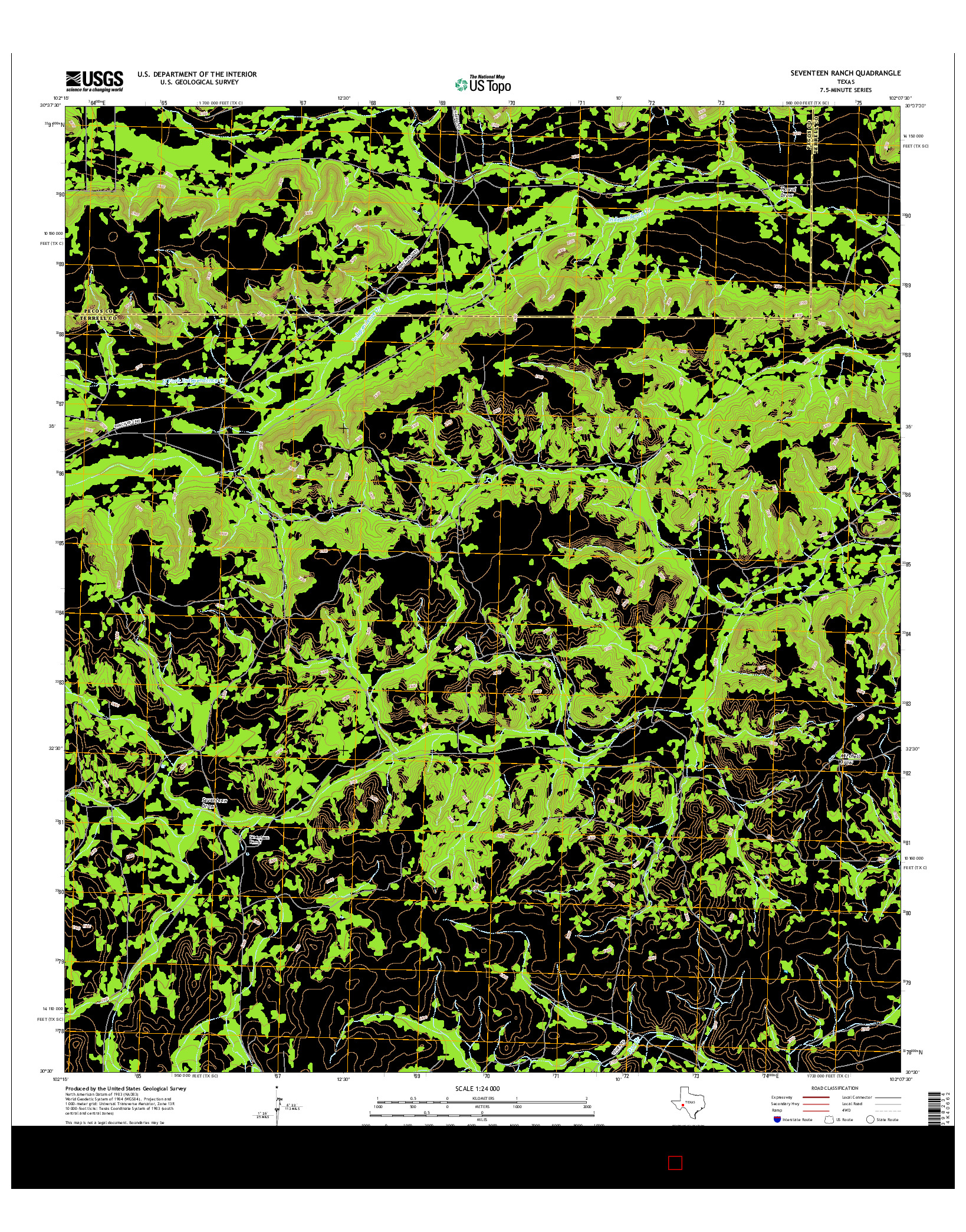 USGS US TOPO 7.5-MINUTE MAP FOR SEVENTEEN RANCH, TX 2016