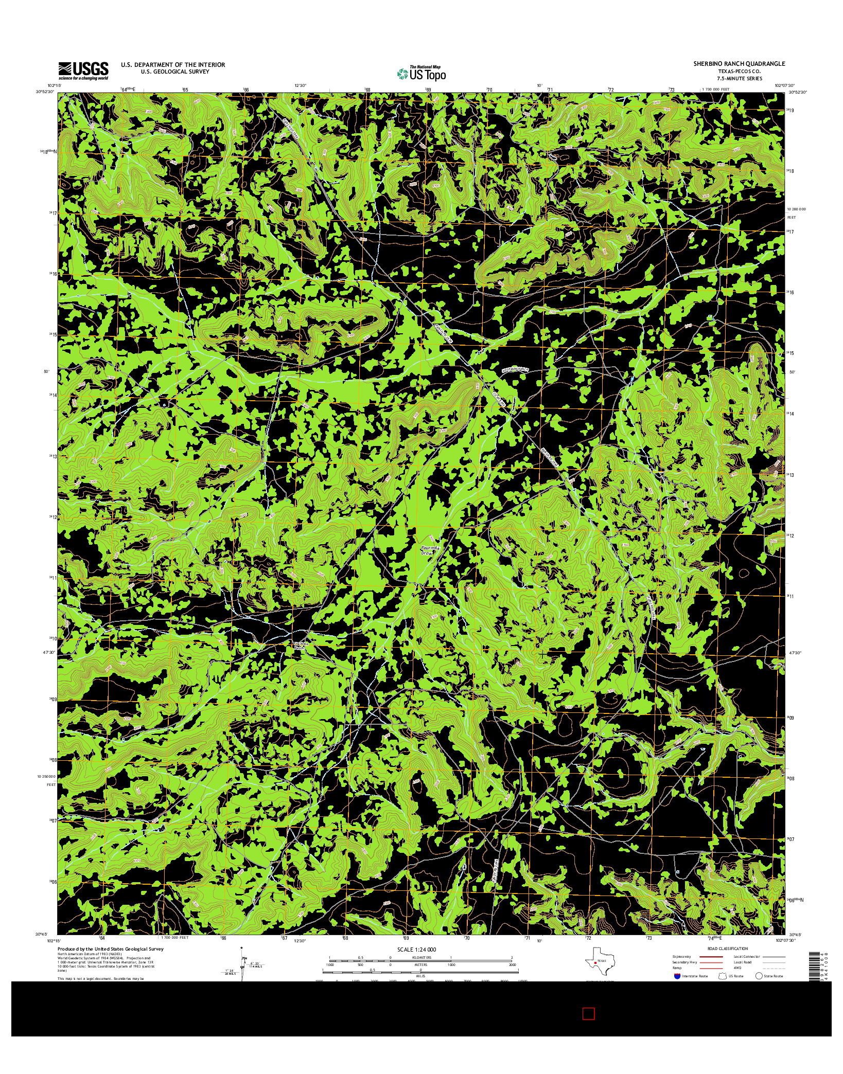 USGS US TOPO 7.5-MINUTE MAP FOR SHERBINO RANCH, TX 2016