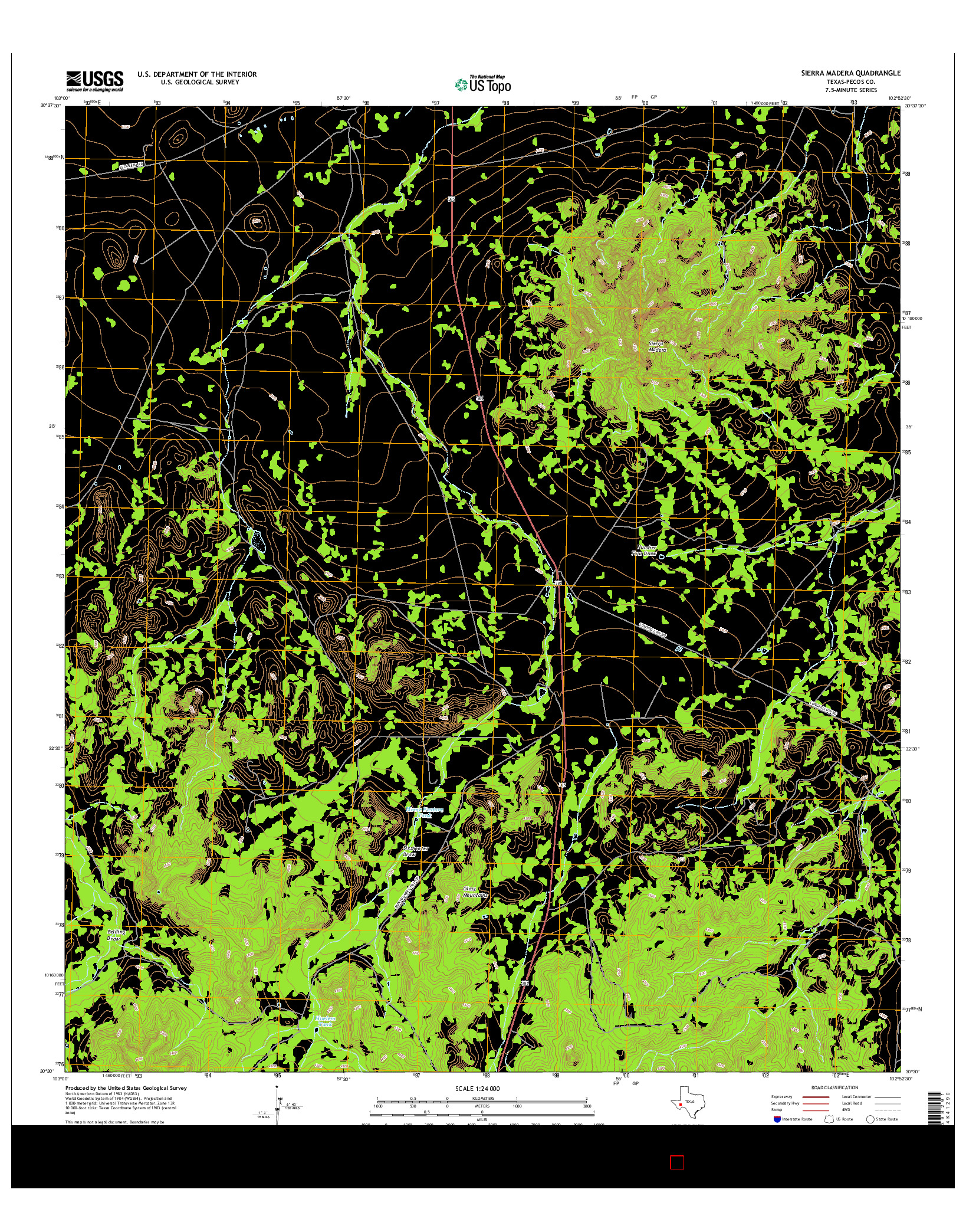 USGS US TOPO 7.5-MINUTE MAP FOR SIERRA MADERA, TX 2016